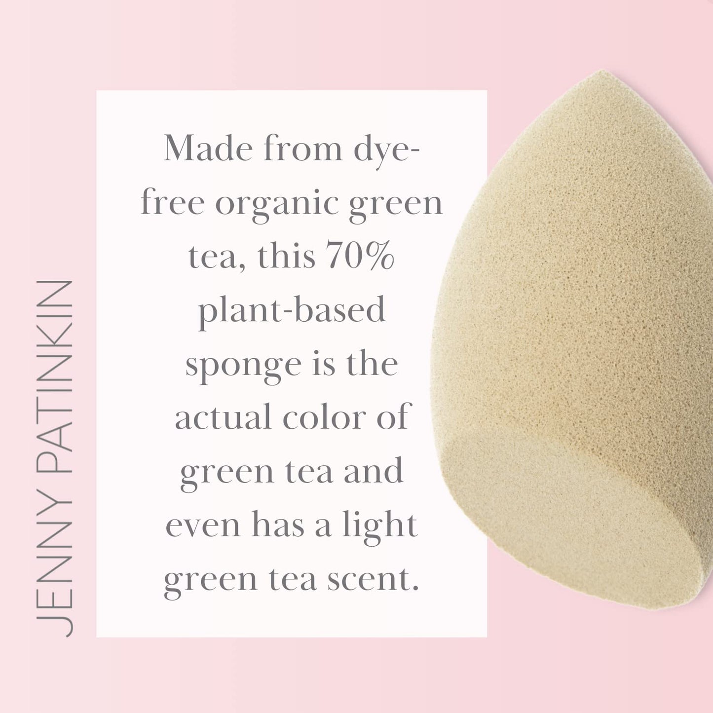 Jenny Patinkin Pure Luxury Au Naturel Green Tea Makeup Sponge - Beauty Blender & Sponge for Flawless Face Makeup Blending - Organic & Soft Beauty Blender Surface