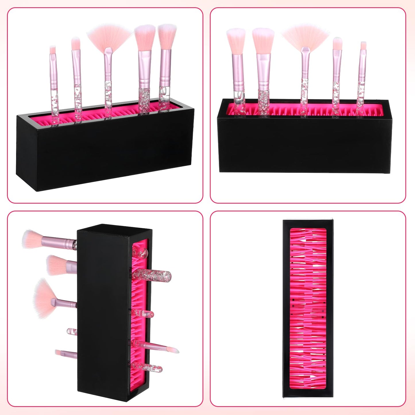 mekueeex 4 Pcs Makeup Brushes Holder Organizer, Silicone Vanity Air Drying Rack Display Storage for Brush, Eyeliners and More, Practical Cosmetic Tools Container