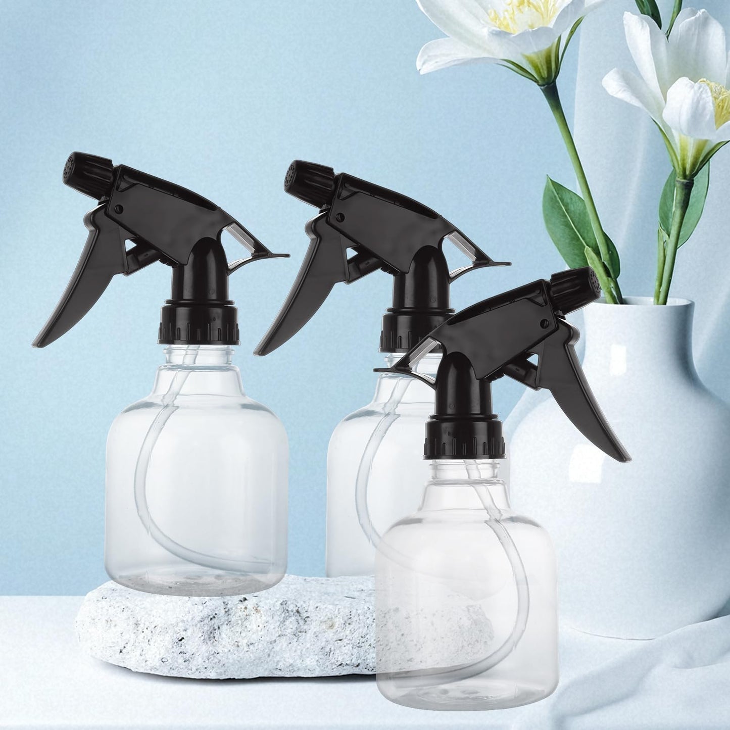 ZUQIAN 20 Pack 8 Oz Plastic Spray Bottle with Black Trigger Sprayers, Empty Refillable Spray Bottles with Adjustable Head Sprayer for Cleaning, Hair, Plant & Kitchen Use