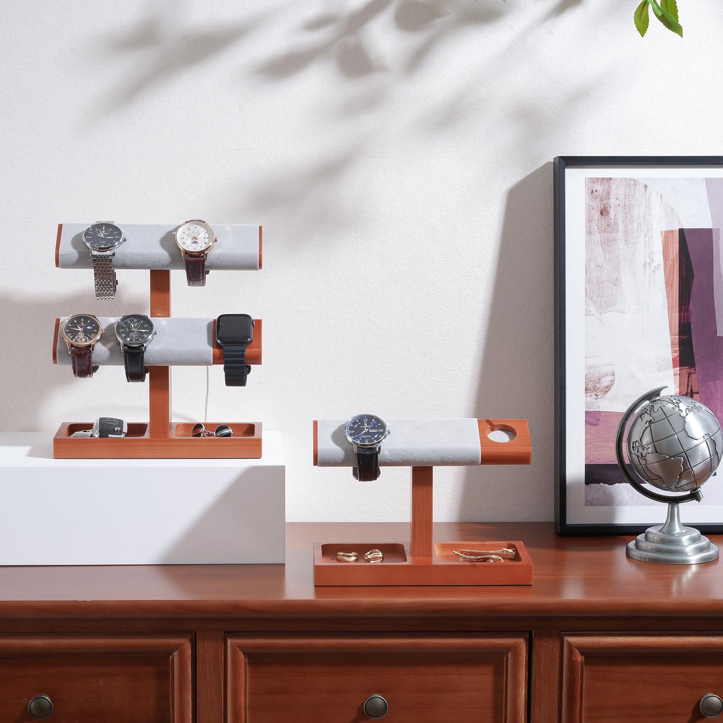 ProCase Wood Watch Display Stand Holder for Men, Wristwatch Tower with T-Bar Design, Hanging Watch Rack, Wooden Wrist Watch Tree