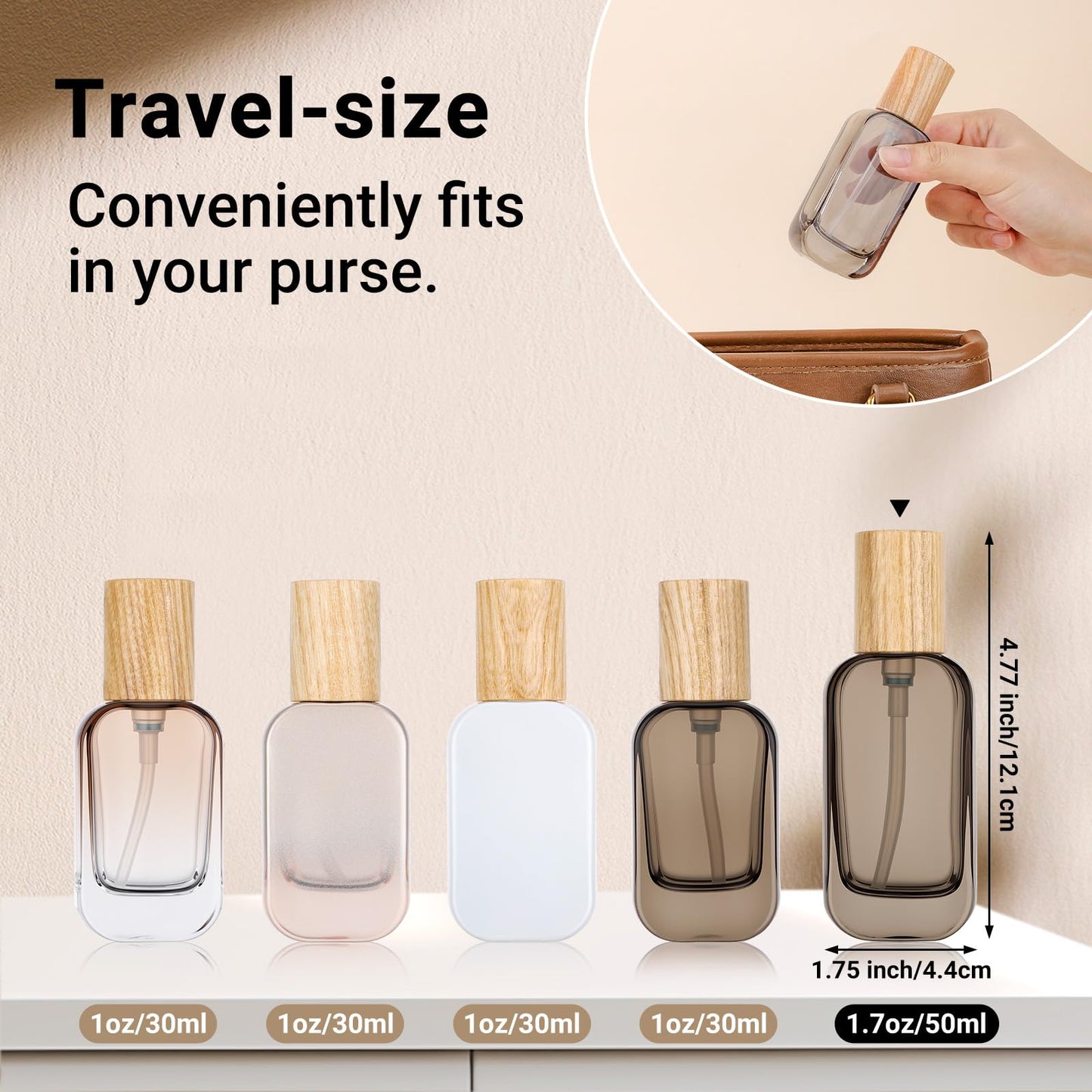 Segbeauty 1.7oz Empty Glass Travel Size Containers, 2pcs Glass Lotion Travel Pump Bottle Refillable, 50ml Black Lotion Pump Dispenser Leakproof, Thick Mini Sample Bottles for Cream Essential Oils