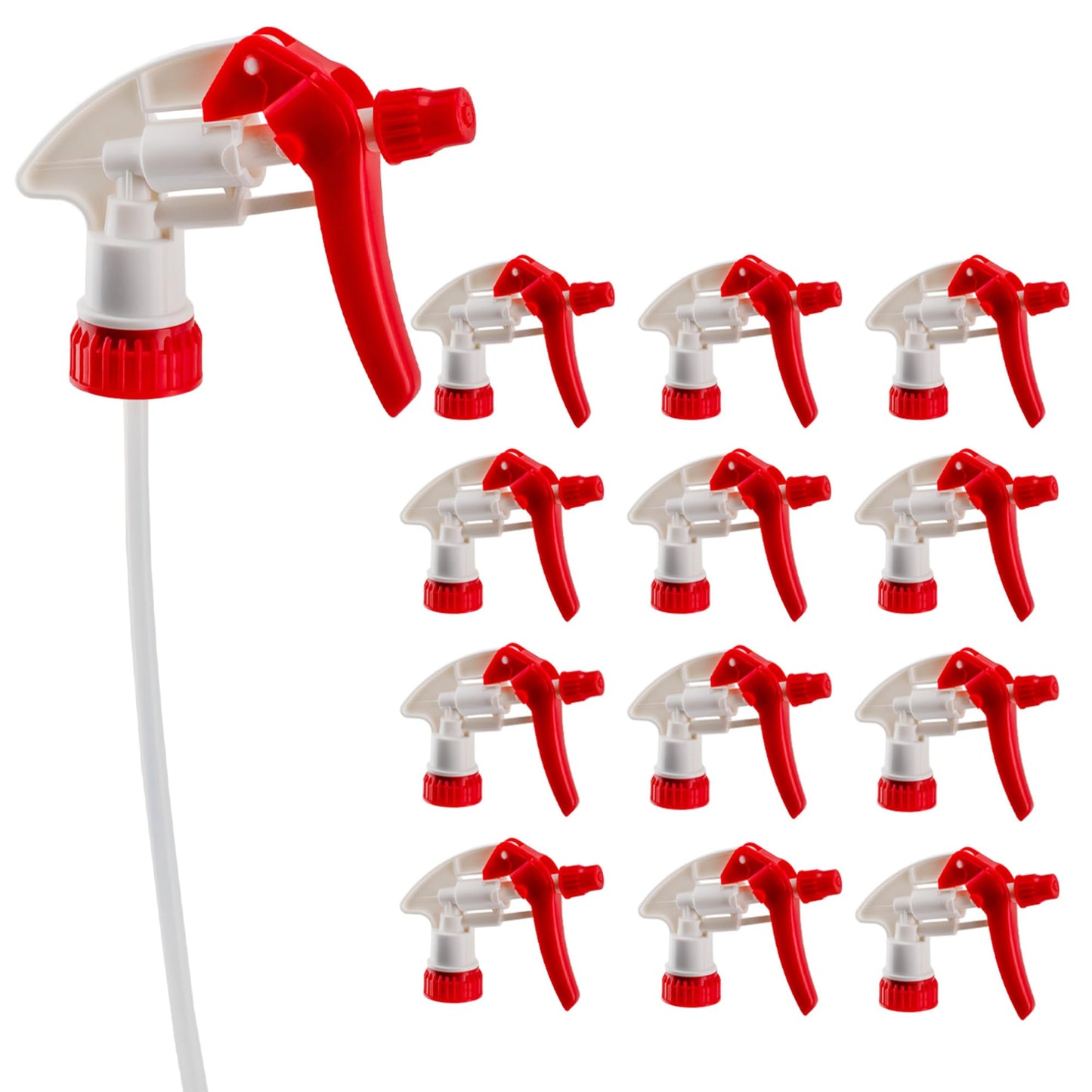 Cornucopia Brands 28-400 Replacement Trigger Sprayer Nozzles (12-Pack); Heavy Duty Replacement Part 16oz / 32oz Spray Bottles w/ 10-Inch Dip Tube