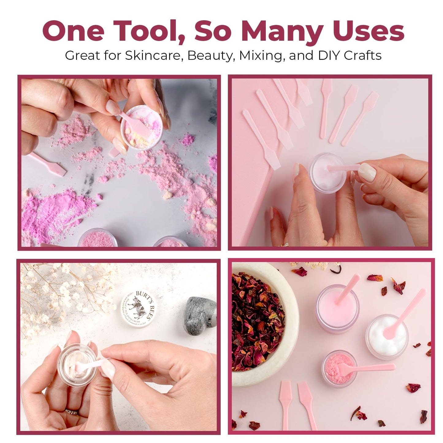 Kopperko Mini Face Cream Spatula (2.5", 500 Pack) - Small Lotion Spatula Tool for Skincare, Creams & Crafts | Skincare Applicator for Mixing, Cosmetic, Face Mask | Disposable Makeup Paddles | Pink