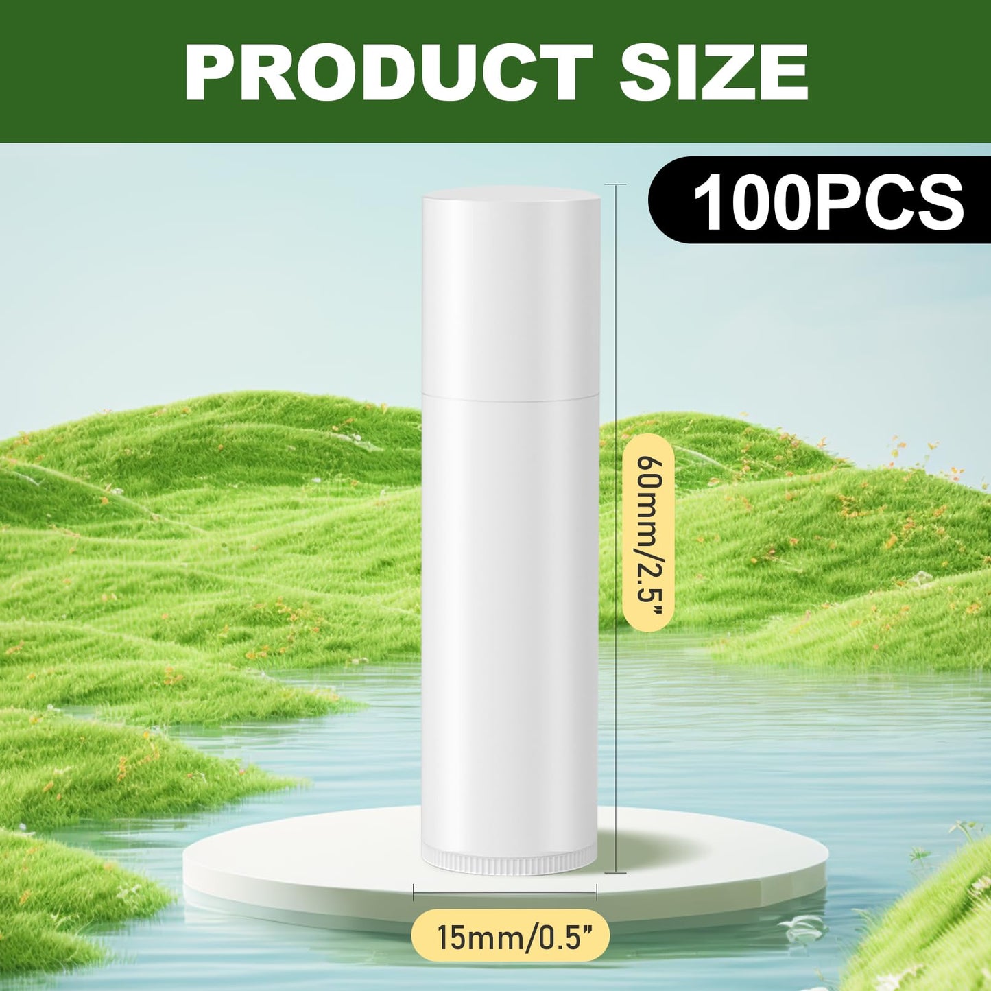 100 Pack Empty Lip Balm Tubes, 5.5ml Twist-Up lipsticks Containers with Caps, Refillable Plastic Lipstick Tubes for DIY Lip Balm, Solid Perfume, Cosmetic Samples, All Clear