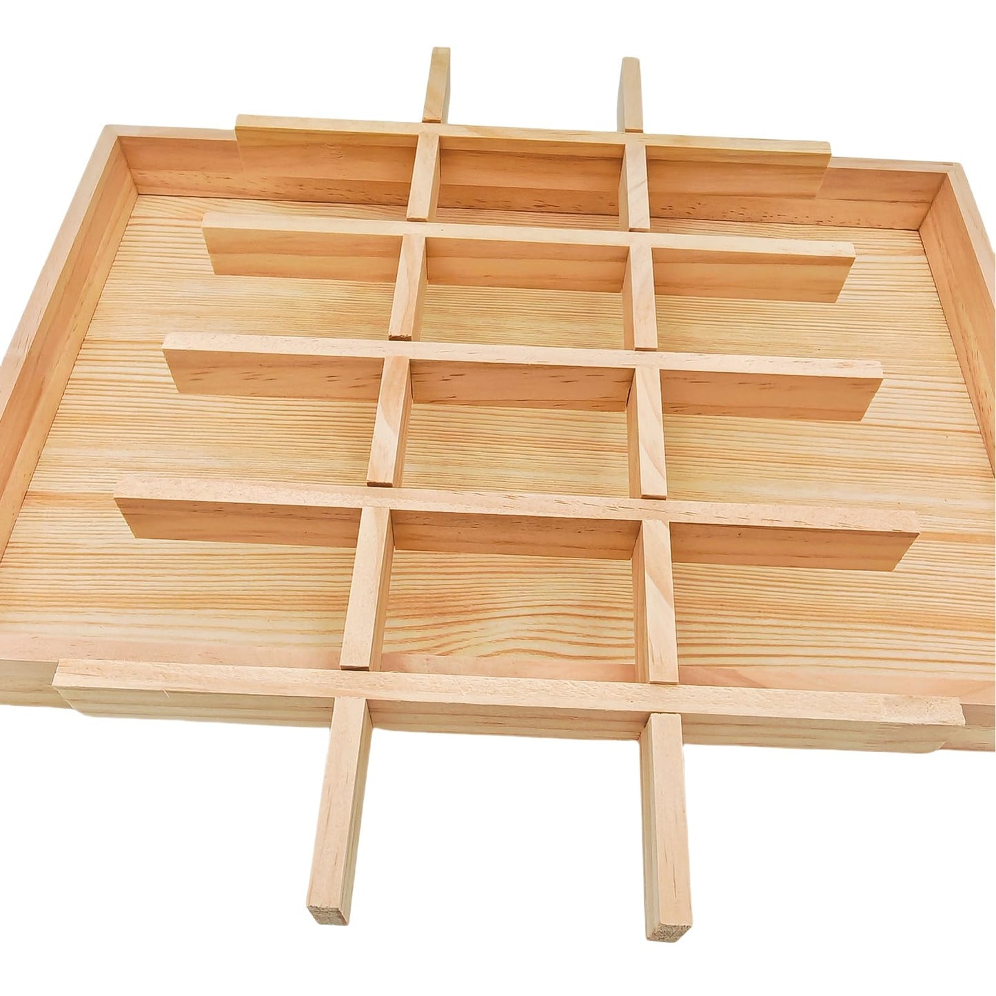 Anktily Wooden Sorting Tray Grid Display, Wood Storage Divider Organizer Showcase Display Box for Home Craft Office Kitchen Storage (18 Grids)