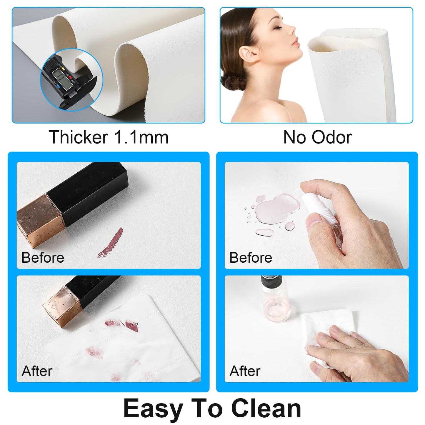 Nail Mat For Nail Tech Nail-Table Mat Soft Silicone Nail-Mat Waterproof PU Leather Nail-Pad for Nails Tech Salon Home, Portable and Easy Clean (White, 60x30cm) (MAT ONLY)