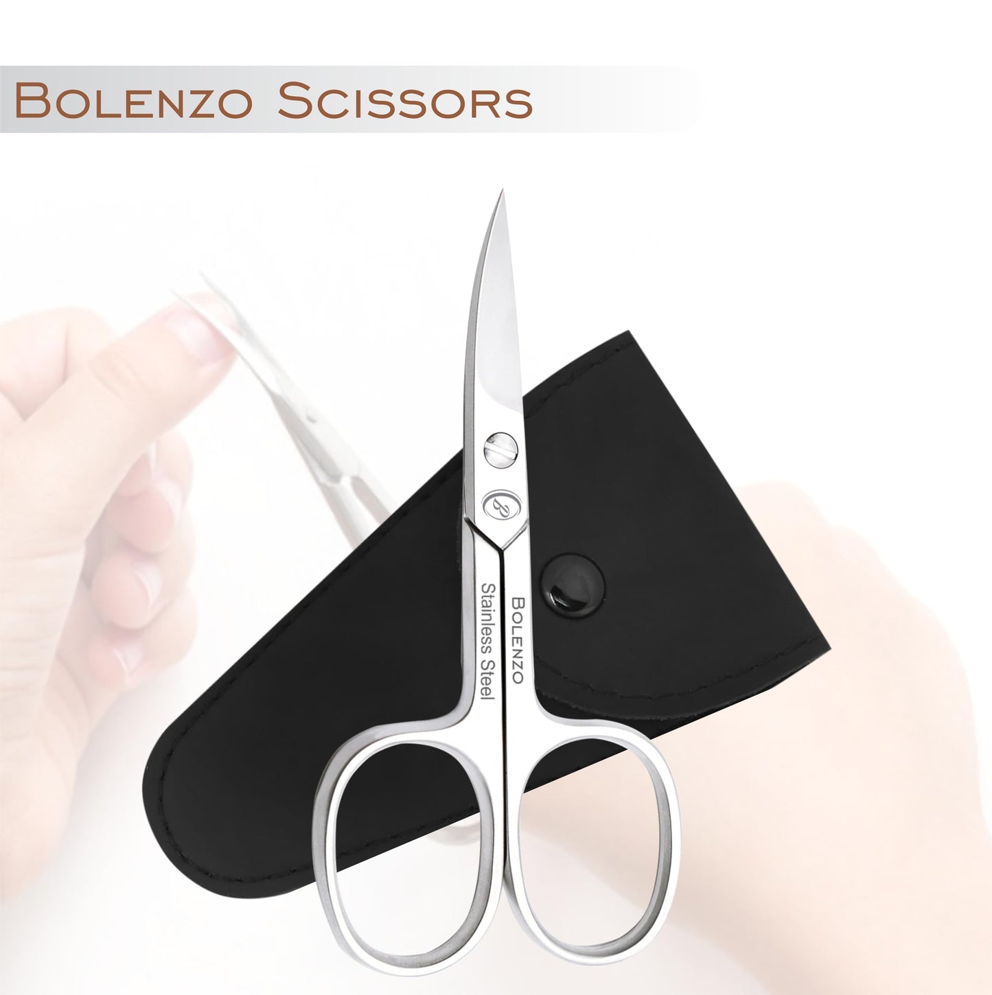Nail Scissors Curved - High Carbon Stainless Steel Eyebrow Scissor for Eyelash, Nose Hair, Mustache, Beard, Toenail, Pedicure - Manicure Scissors for Men and Women (Nail Scissors)
