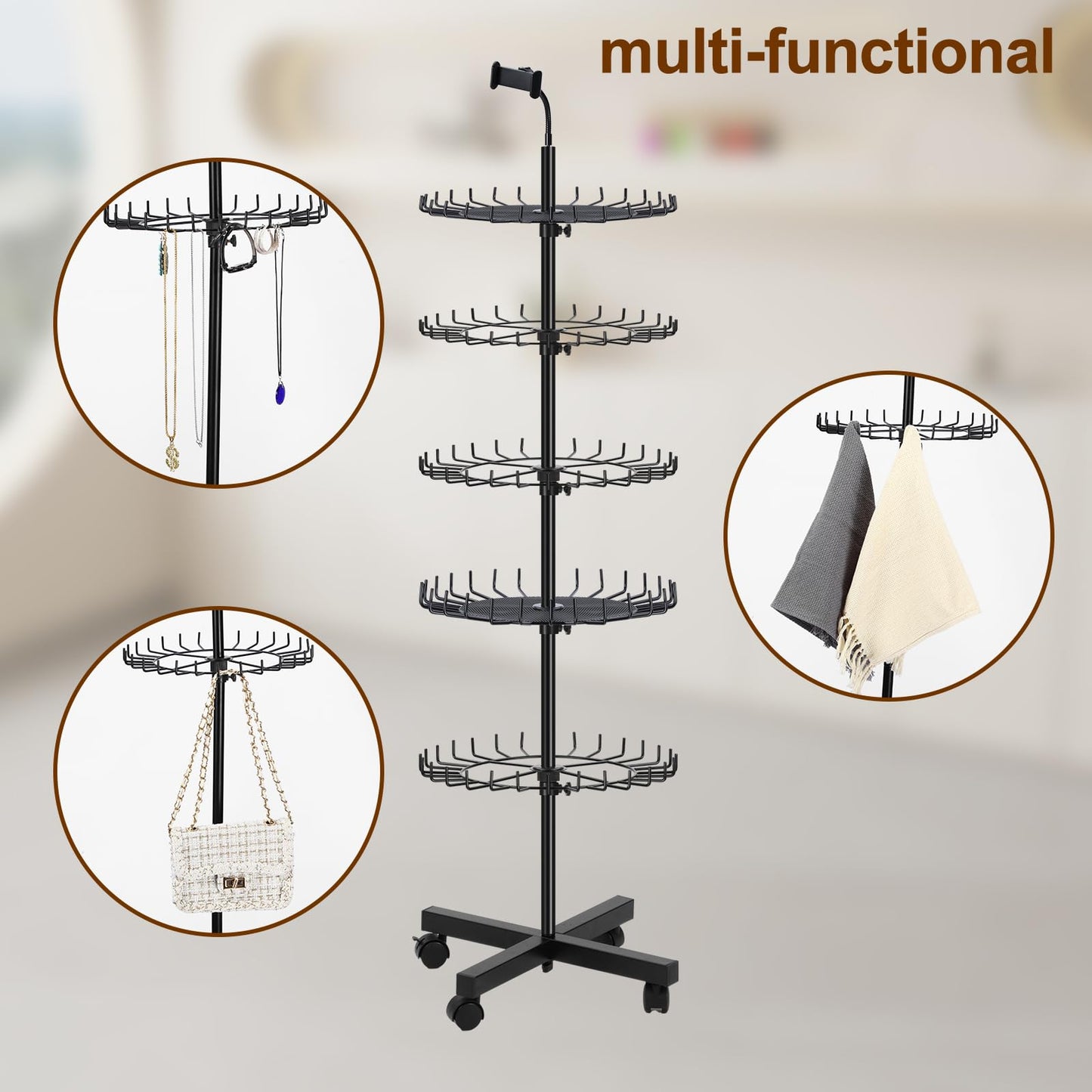 Suncalla Braiding Rack Standing Hair Extension Holder with Tray 140 Pegs Height Adjustable Separator with Phone Holder Stylist Braiding Tools Accessories for Displaying and Separating Hair