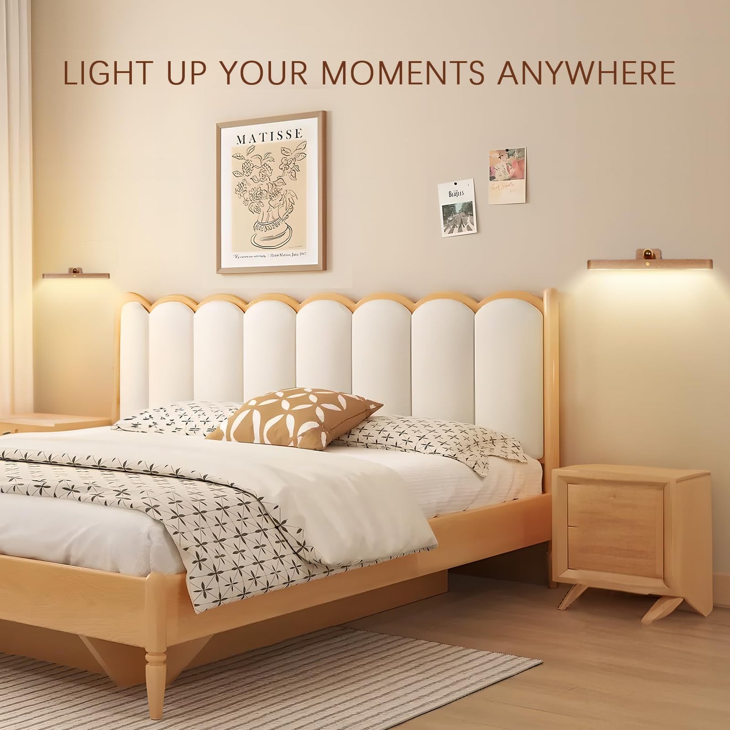HBGFHG Led 360° Rotatable Magnetic Battery Operated Wall Lights USB Rechargeable Dimmable Led Vanity Night Light for Reading Light, Makeup Light and Household Lighting (Brown 1PCS)
