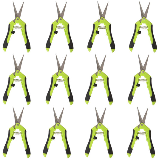 KEILEOHO 12 Pack 6.5 Inch Bud Trimming Scissors, Professional Stainless Steel Gardening Hand Pruners Micro-Tip Pruning Snips with Straight Blades for Trimming Garden Herb Plants Flowers