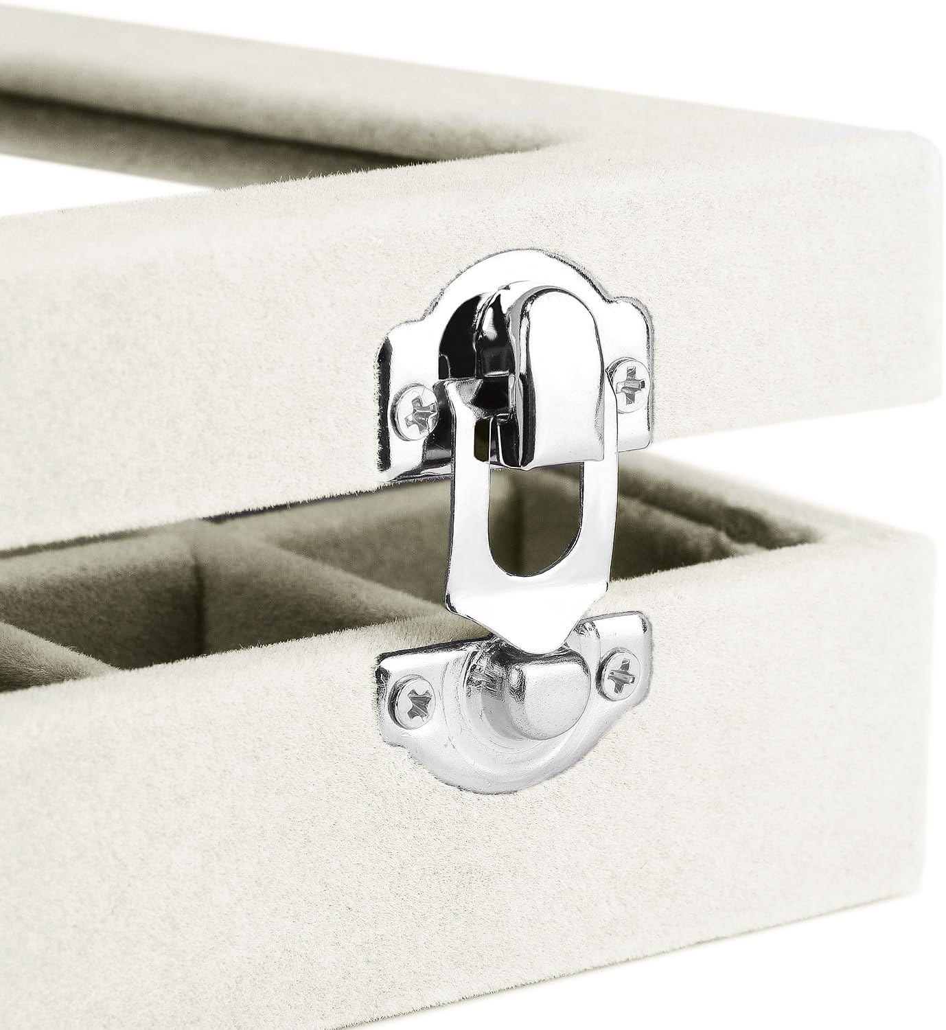 EONGOA Jewelry Box Rings Organizer Tray 7 Slots Velvet Jewelry Earring Storage Box With Transparent Lid Jewelry Display Case for Girls Women (Beige)