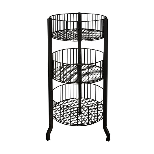 Azar Displays 300703 3 Tiered Round Wire Dump Bins (Black)