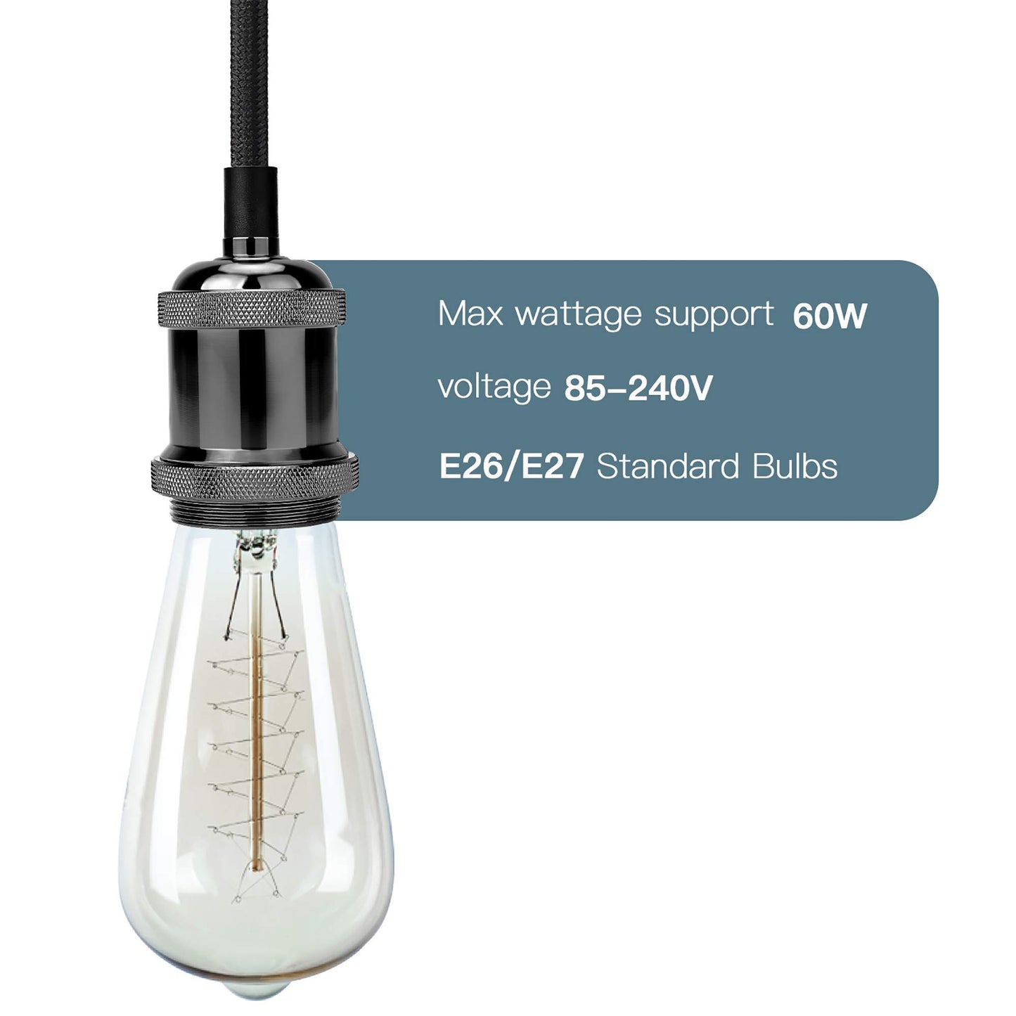 JACKYLED Pendant Light Kit UL Canopy Kit Copper Socket E26 E27 Lampholder Black Woven Fabric Pendant Light Cord Adjustable Ceiling Lighting (Pearl Black)