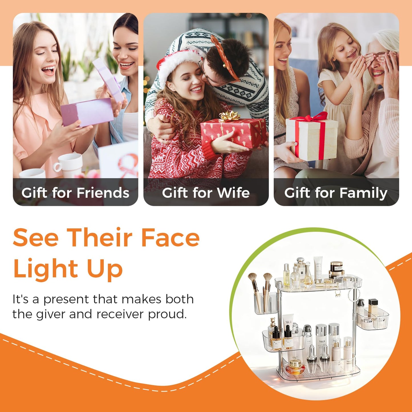 YOSHIONAL 360°Rotating Makeup Organizer,Makeup Organizer Countertop with Brush Holder and Perfume Stand,Bathroom Counter Organizer,Skincare Holder Stand for Vanity,Detachable Hanging Hooks