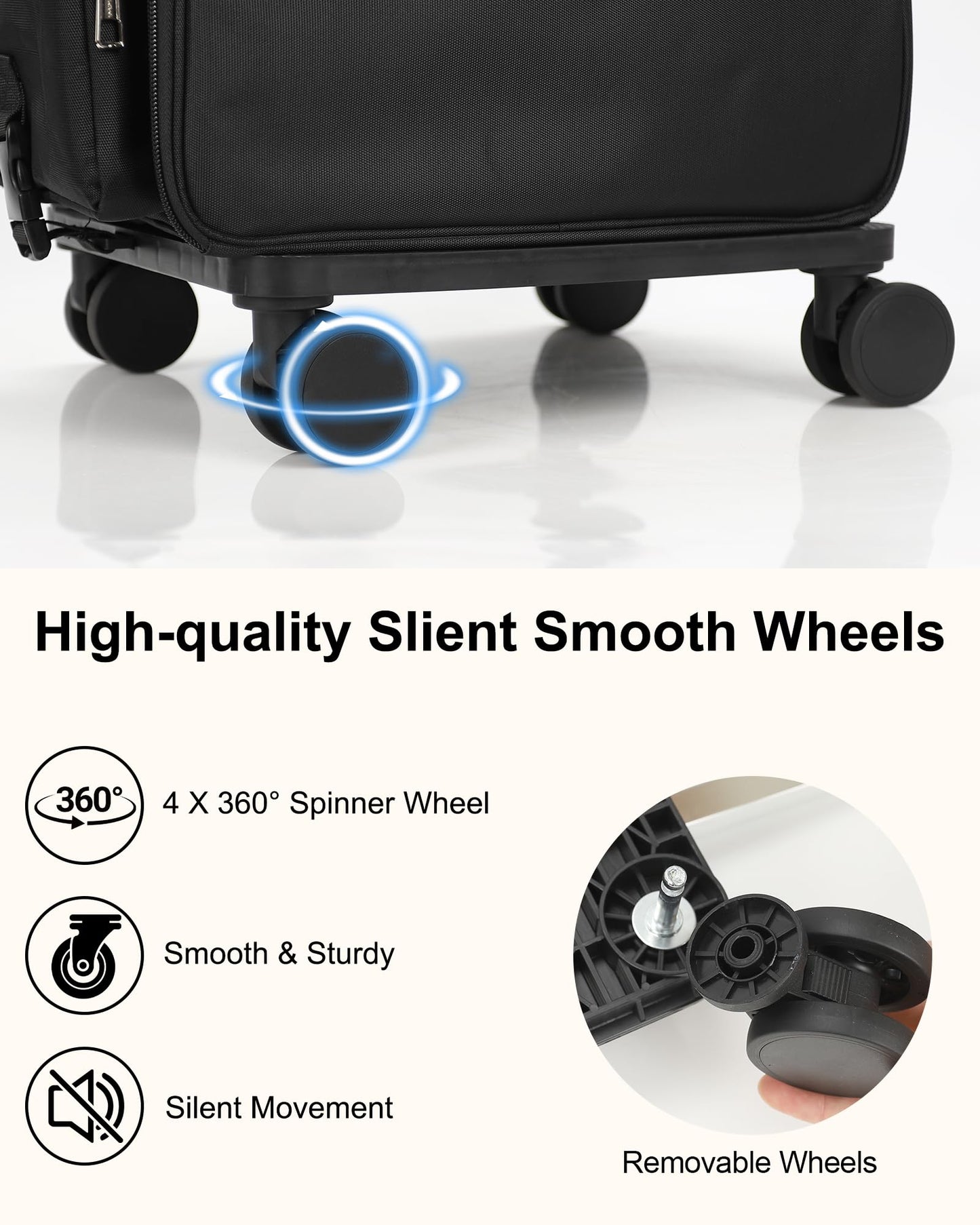 Relavel Rolling Makeup Case, Hair Tools Travel Bag Cosmetology Case on Wheels with 2 Clear Bags, Professional Hairstylist Bag Makeup Artist Storage Train Case Barber Organizer with 360° Spinner Wheels