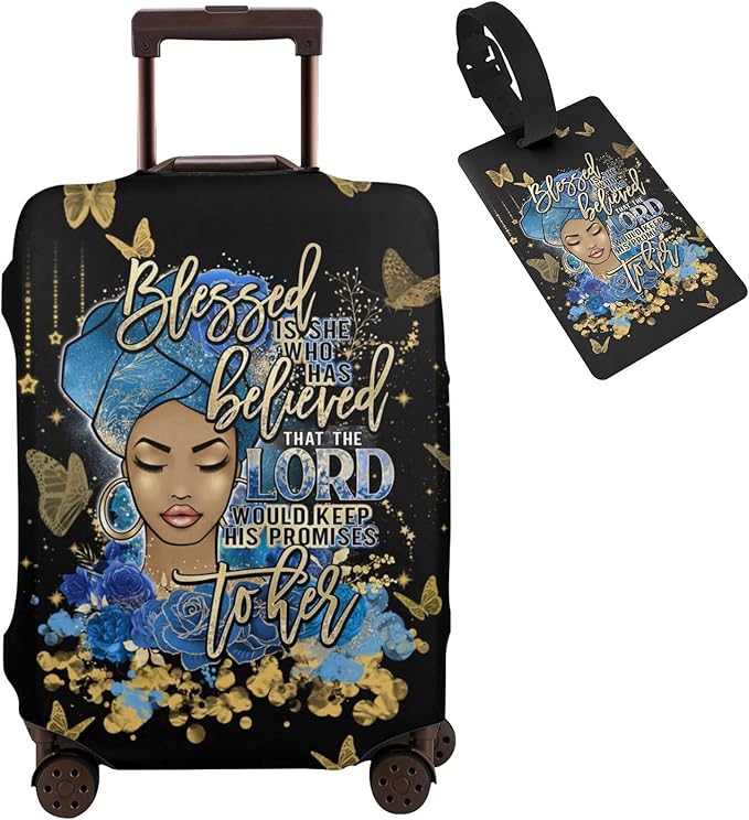 Travel Suitcase Protector African American Girl Elastic Protective Washable Luggage Cover With Concealed Zipper Suitable For 18-32 Inch(S (for 18-21 inch luggage))