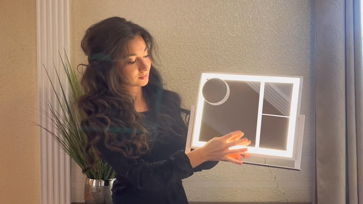 DEXHOM Makeup Mirror, Vanity Mirror with Lights, 1X/3X/5X/10X Magnification, Touch Control, Mothers Day, Birthday Gifts for Mom,Women,Girls, Dorm Room Essentials 14.1" W x 11" L (96 LED)
