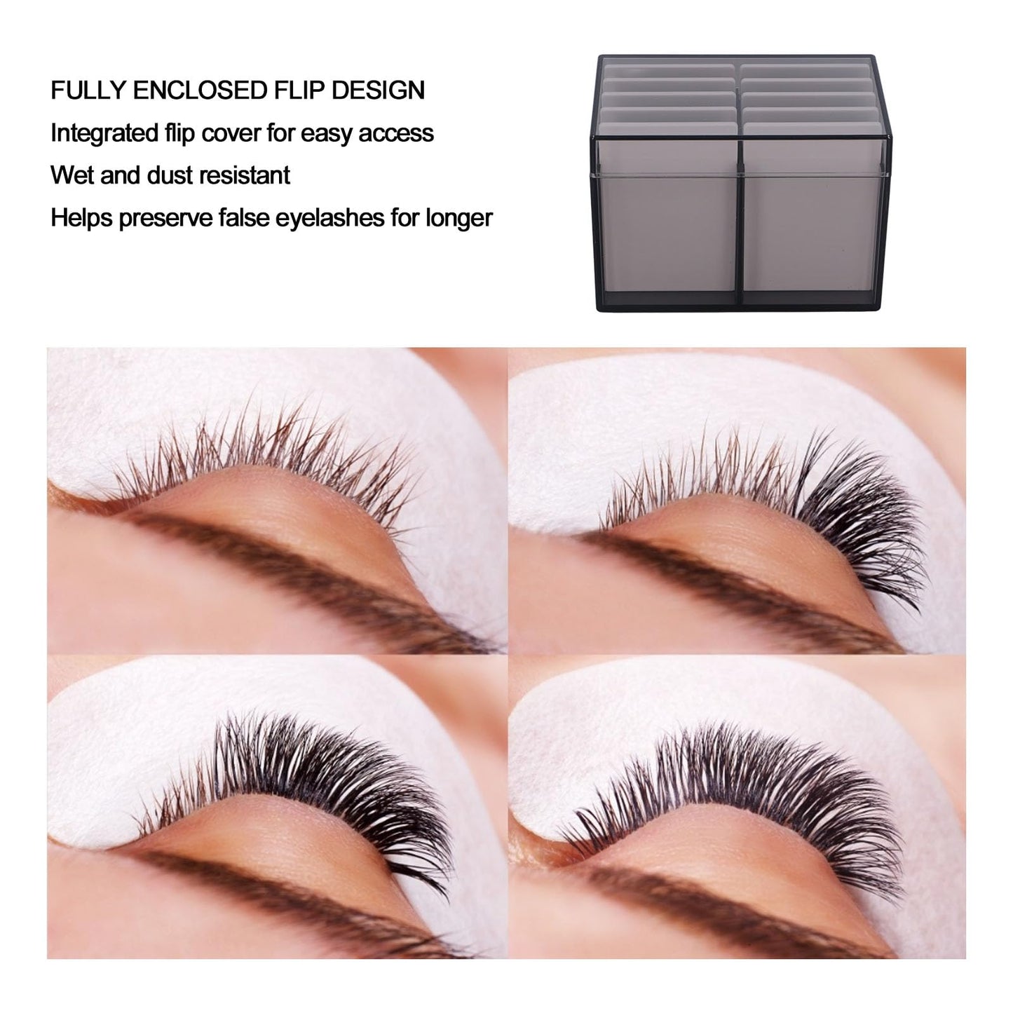FOSA 10 Layers Acrylic Eyelash Storage Box, Magnetic Bottom Extension Grafting Tool with False Eyelashes Pallet Holder for Beauty Salons and Lash Enthusiasts