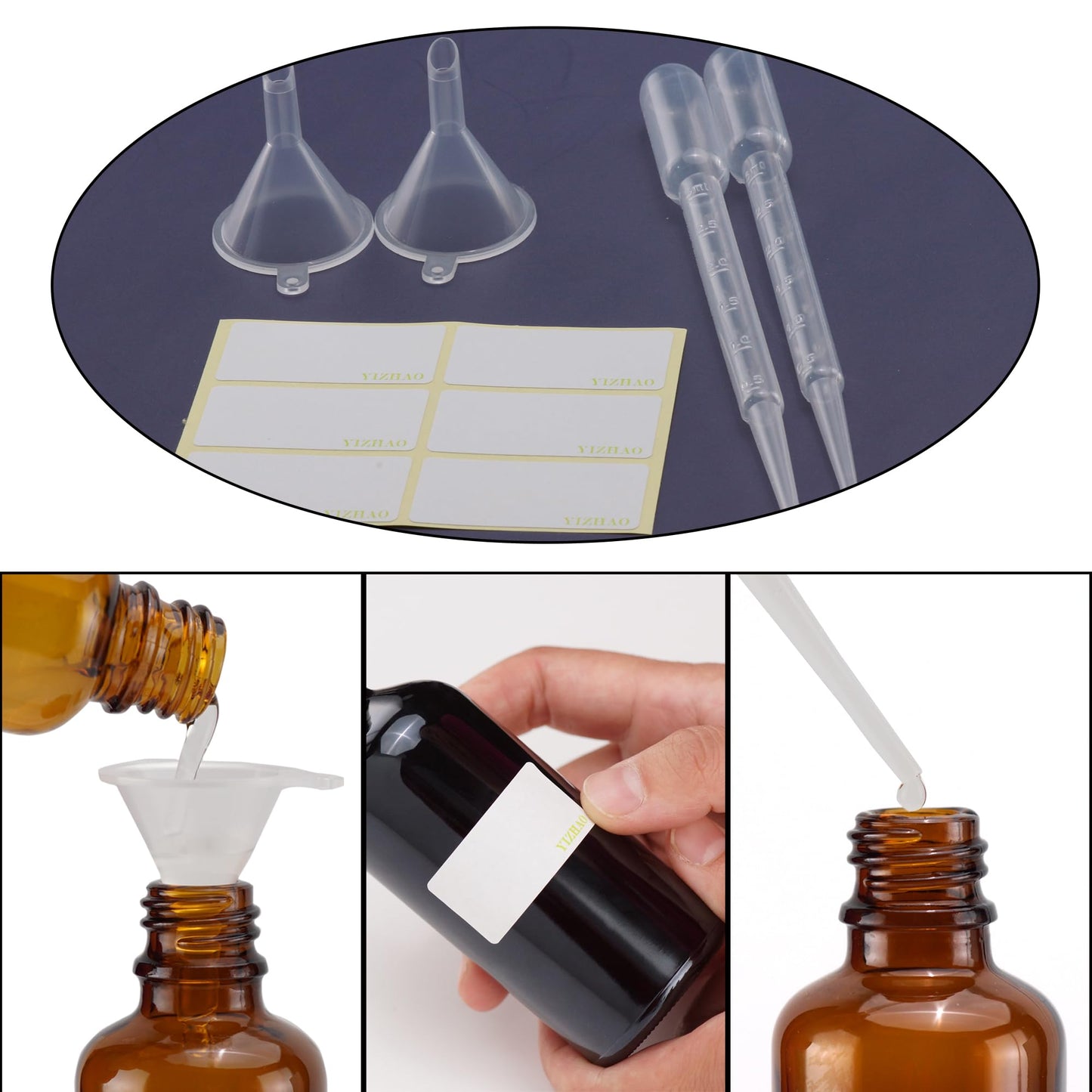 YIZHAO Blue Glass Dropper Bottle 4oz, Tincture Bottles with Glass Dropper, for Essential Oils, Aromatherapy, Cosmetic, Laboratory, Pharmacy, Liquids, Travel –4 Pcs