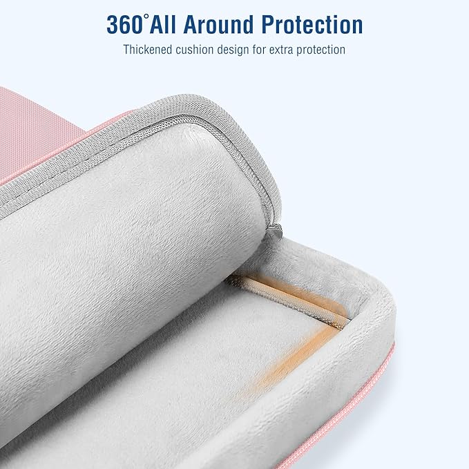 MOSISO 360 Protective Laptop Shoulder Bag 14 inch Computer Bag Compatible with HP Lenovo Dell ASUS Acer, HP Stream, Dell Latitude, Lenovo IdeaPad,Matching Color Sleeve with Belt, Pink