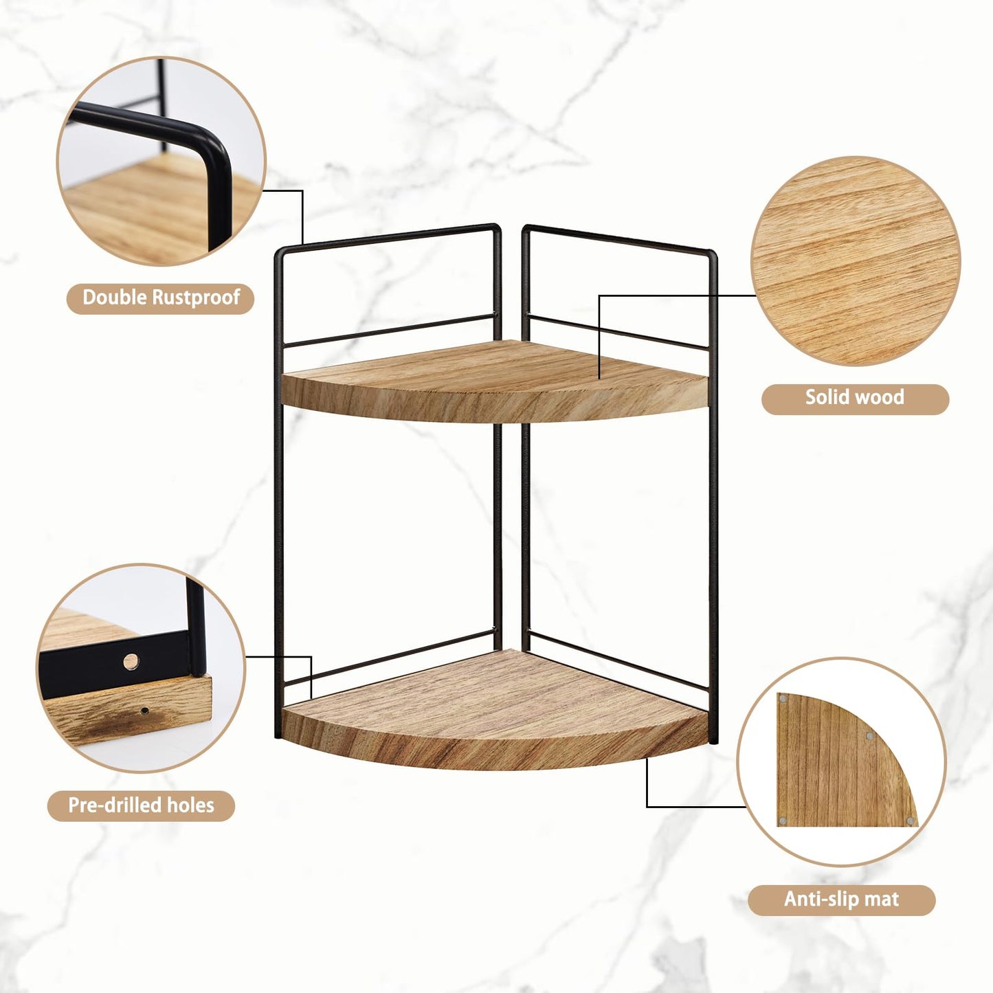 BSTSLL 2 Tier Bathroom Counter Organizer,Bathroom Countertop Organizer, Wood Vanity Organizer Corner Shelf,Makeup Tray for Perfume Skincare Bedroom Kitchen Corner (2 Tier,Yellow)