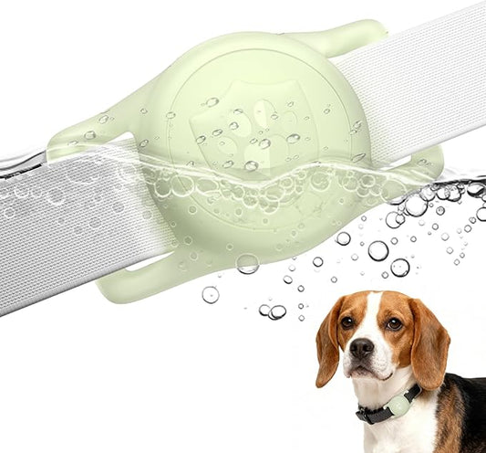 for AirTag Dog Collar Holder, Dog Air Tag Holder, IP68-Waterproof | Lightweight Silicone | Anti-Lost | Ultra-Durable | Compatible with Apple AirTags (Luminous)