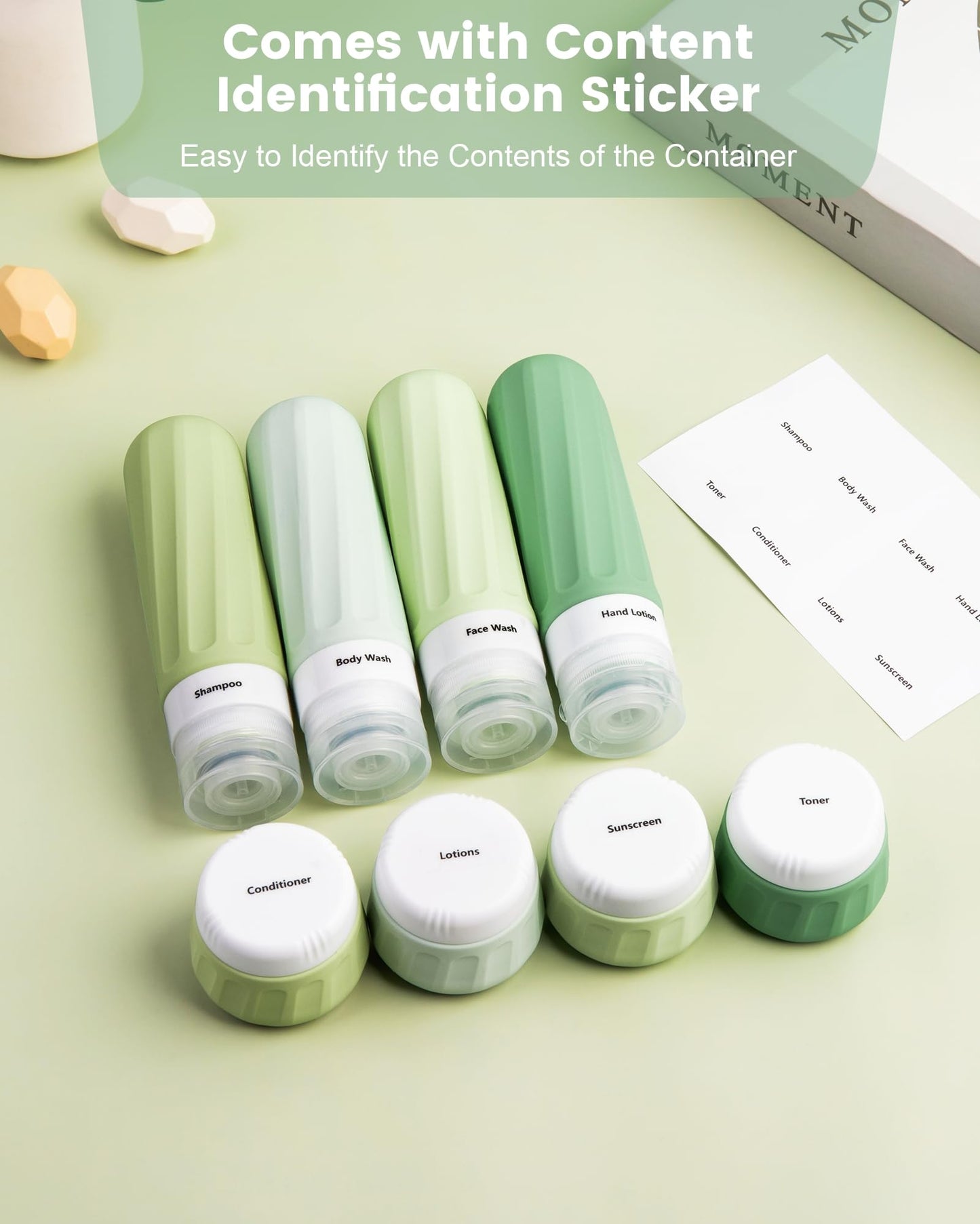 Mrsdry Travel Size Toiletries 10 Pack, TSA Approved 3oz & 1oz Silicone Refillable Containers with Clear Travel Bag