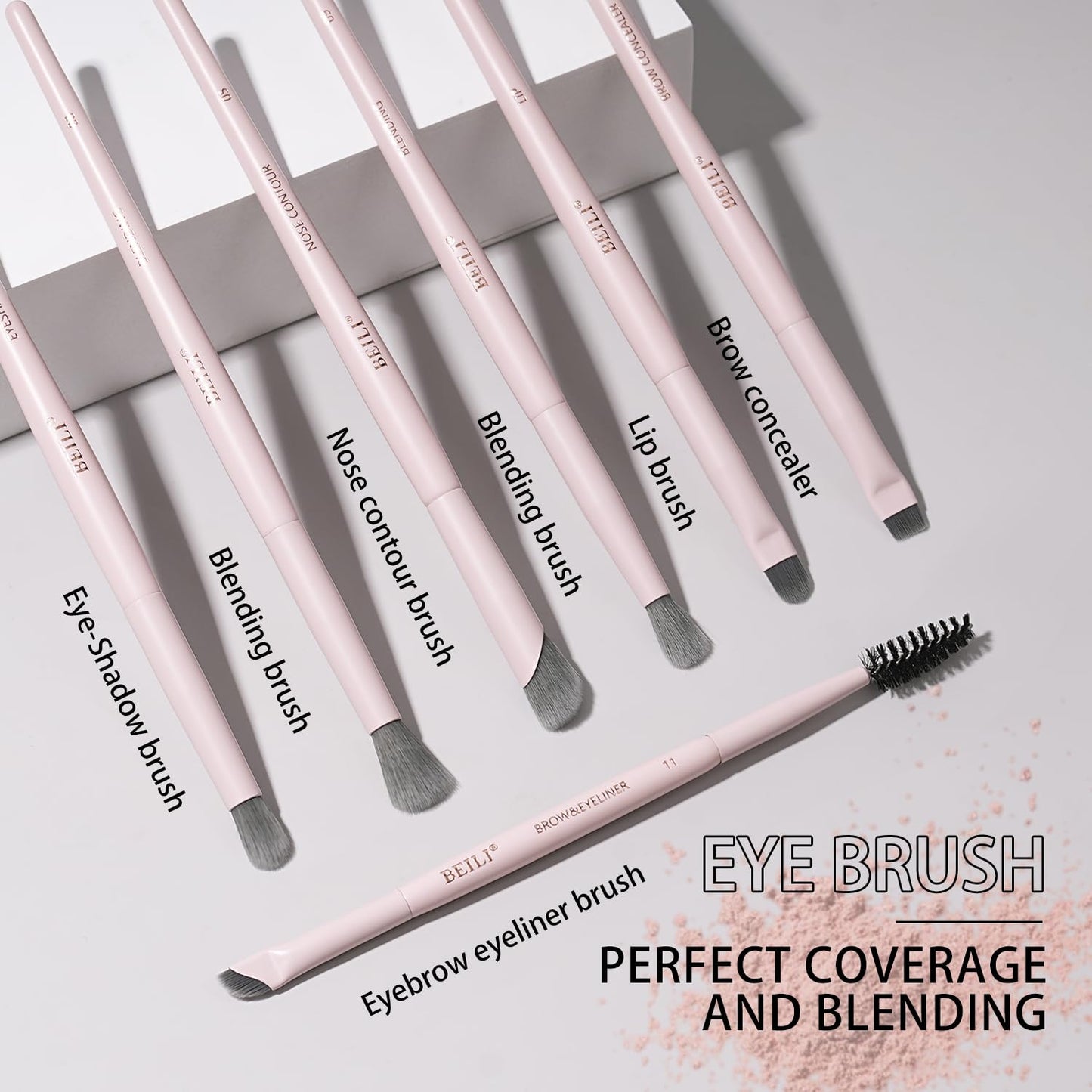 BEILI 12 Pcs Pink Professional Makeup Brush Set, Dense Synthetic Brushes for Foundation, Powder, Contour & Eye Blending, Complete Full Face Cosmetic Brush Kit with Elegant Storage