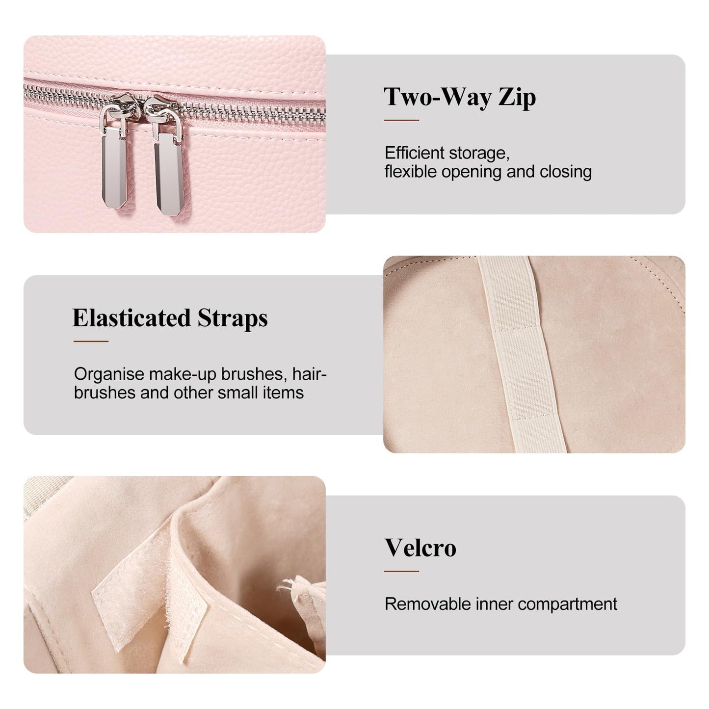 honitty Makeup Bag, Travel Make up Case with Compartments and Handle, Portable Cosmetic Organizer Bags,Toiletry Bag for Women