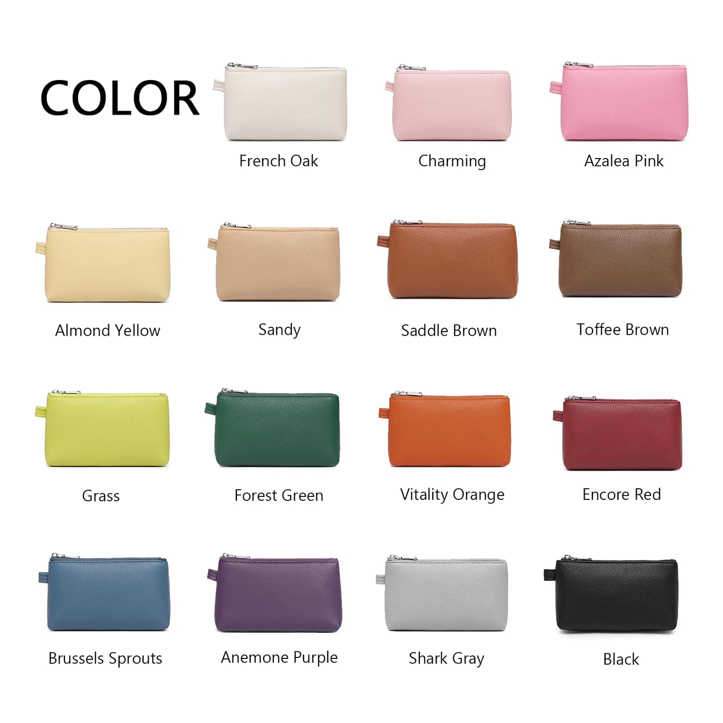 YONBEN 30 Color PU Faux Leather Travel Toiletry Bag for Women, Mini Cosmetic Pouch Organizer with 2 Dividers, Easy Clean Makeup Bag for Purse, Gift Idea (PU Faux Leather/Black)