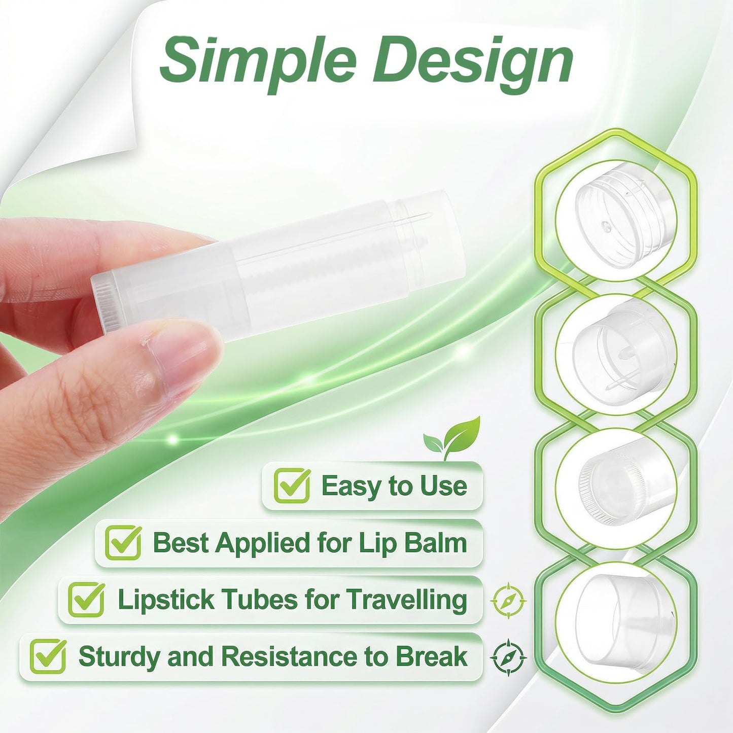 100Pack Plastic Lip Balm Tubes 5ml/5g Black Lip Balm Containers, Tubes Empty with Filling Tray and Spatula, Rotating Type Refill with Cap for DIY