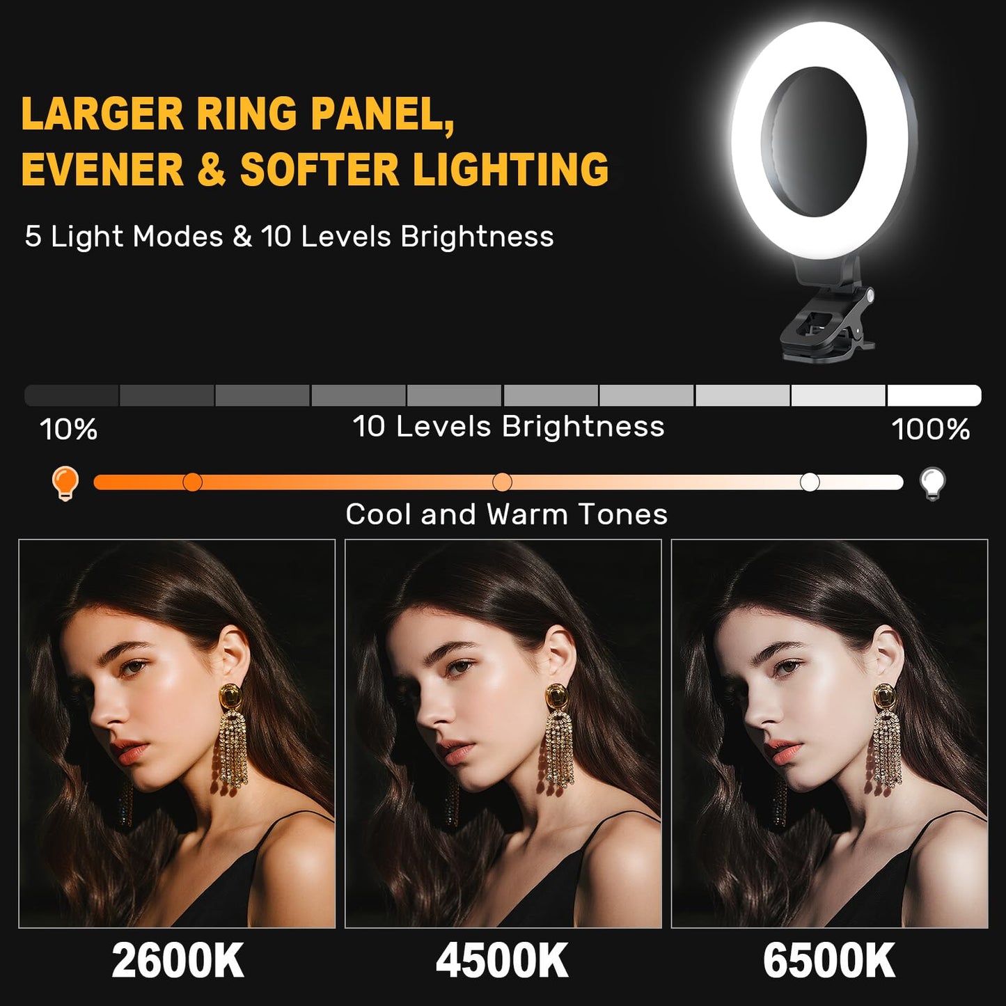 Anautin Ring Light for Video Conference Lighting,360°Adjustable,Portable LED Video Conference Lighting for Monitor,Laptop&Desktop Computer,Streaming Light for Zoom Meetings, Selfie Makeup, Video Calls