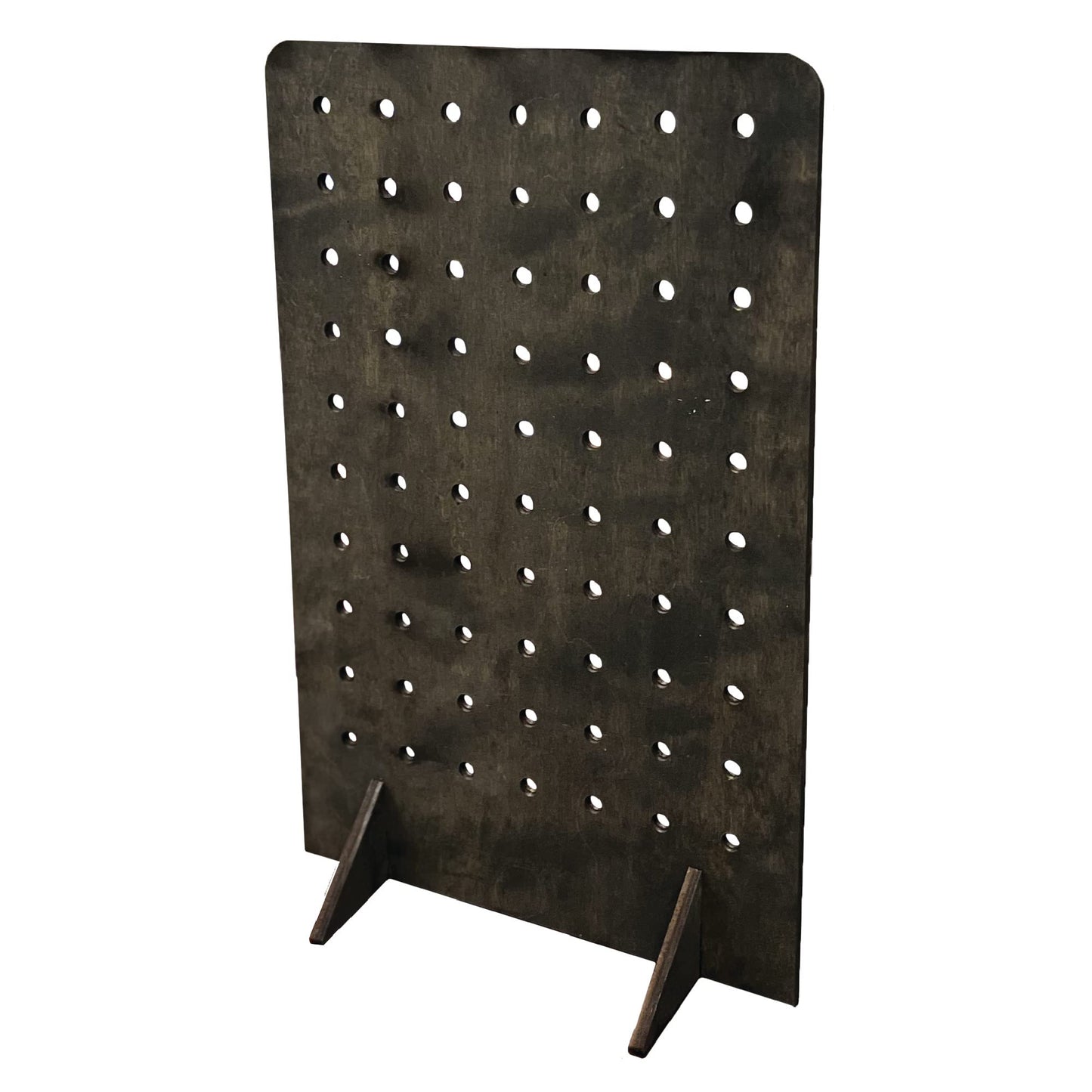 Torched Pegboard Display Stand for Jewelry, Craft Shows, Selling, Vendor Events, Tools, Peg Board Accessories Rack Organizer, Medium 8" L x 4.3" W x 12" H, Ebony