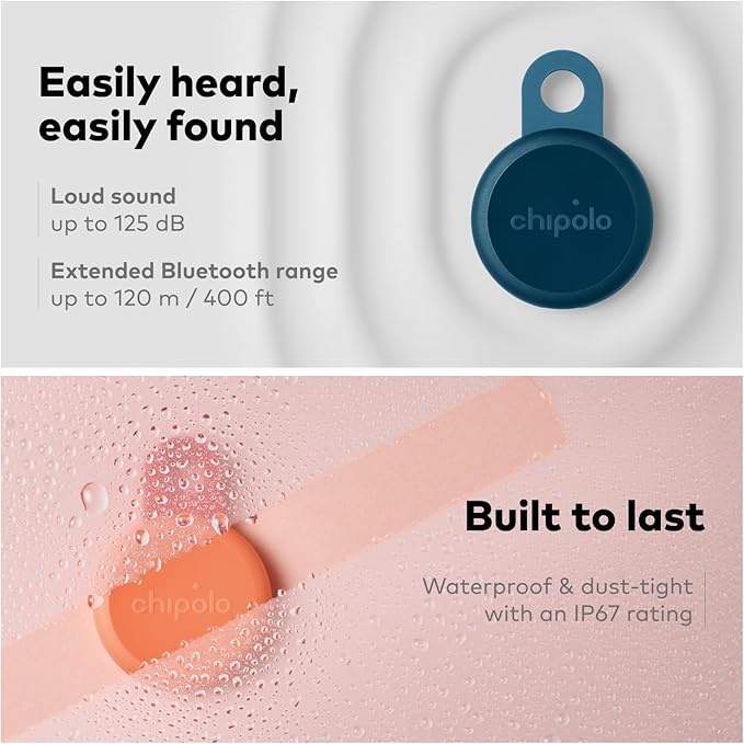 Chipolo LOOP - Rechargeable Bluetooth Tracker for Key and Pocket Location, Compatible with Apple or Google, Call Your Phone & Out of Range Alerts for Android
