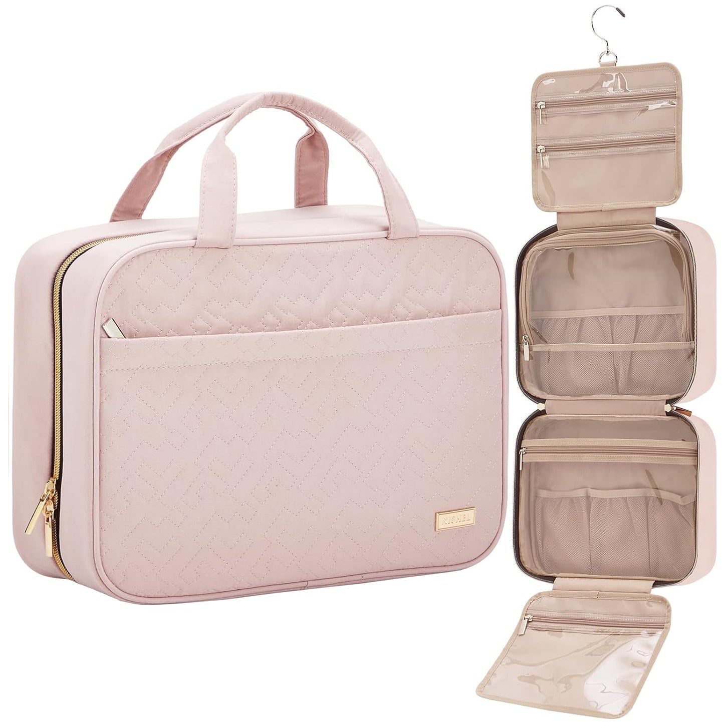 Hanging Travel Toiletry Bag for Women, Waterproof Cosmetic Organizer with Hook, Large Capacity Makeup Bag for Carry On & Suitcase