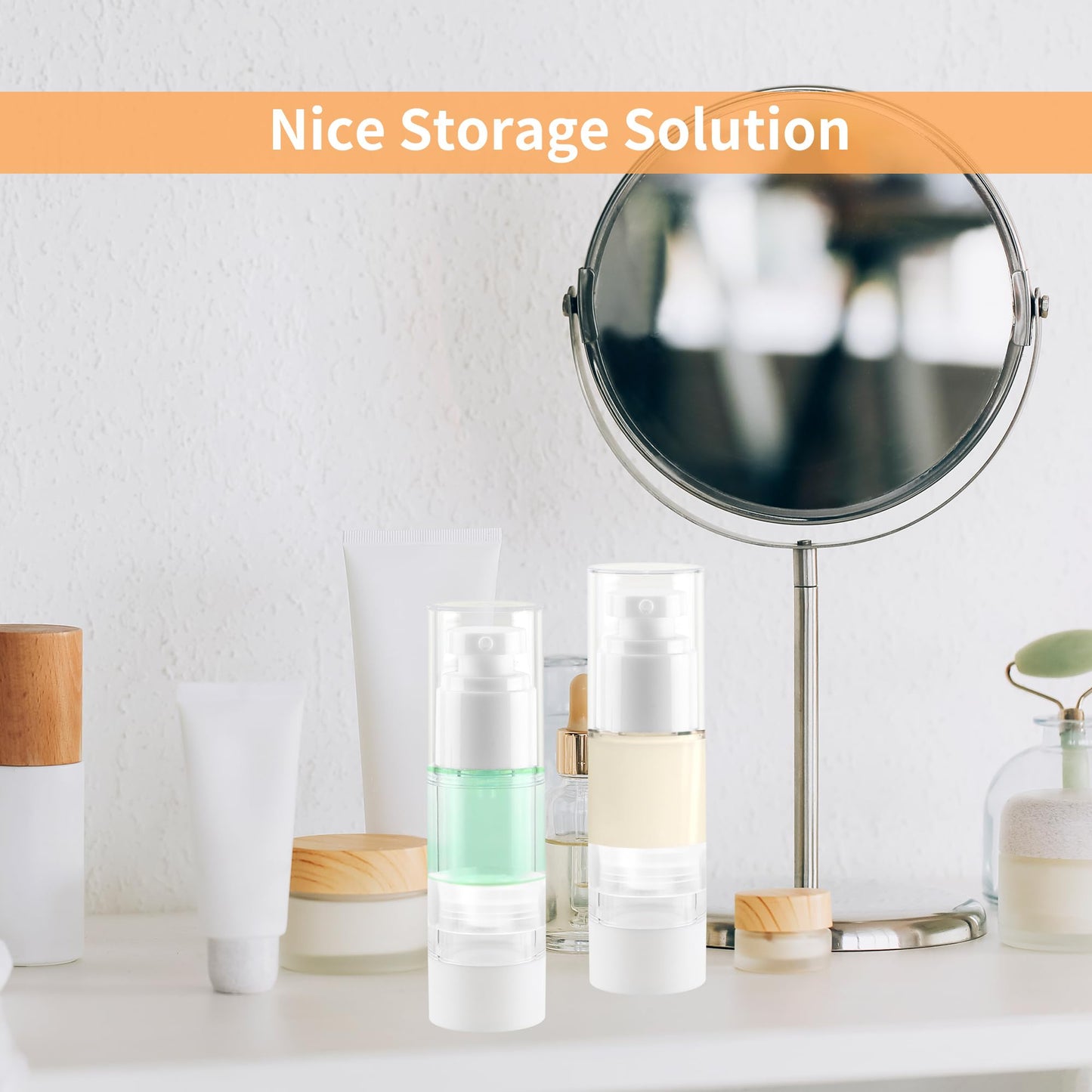 1OZ/30ML Clear Airless Pump Bottles, Lotion Dispenser Travel with Pump, Vacuum Plastic Travel Size Lotion Bottle for Foundation, Creams, Cosmetic(18 Pack)