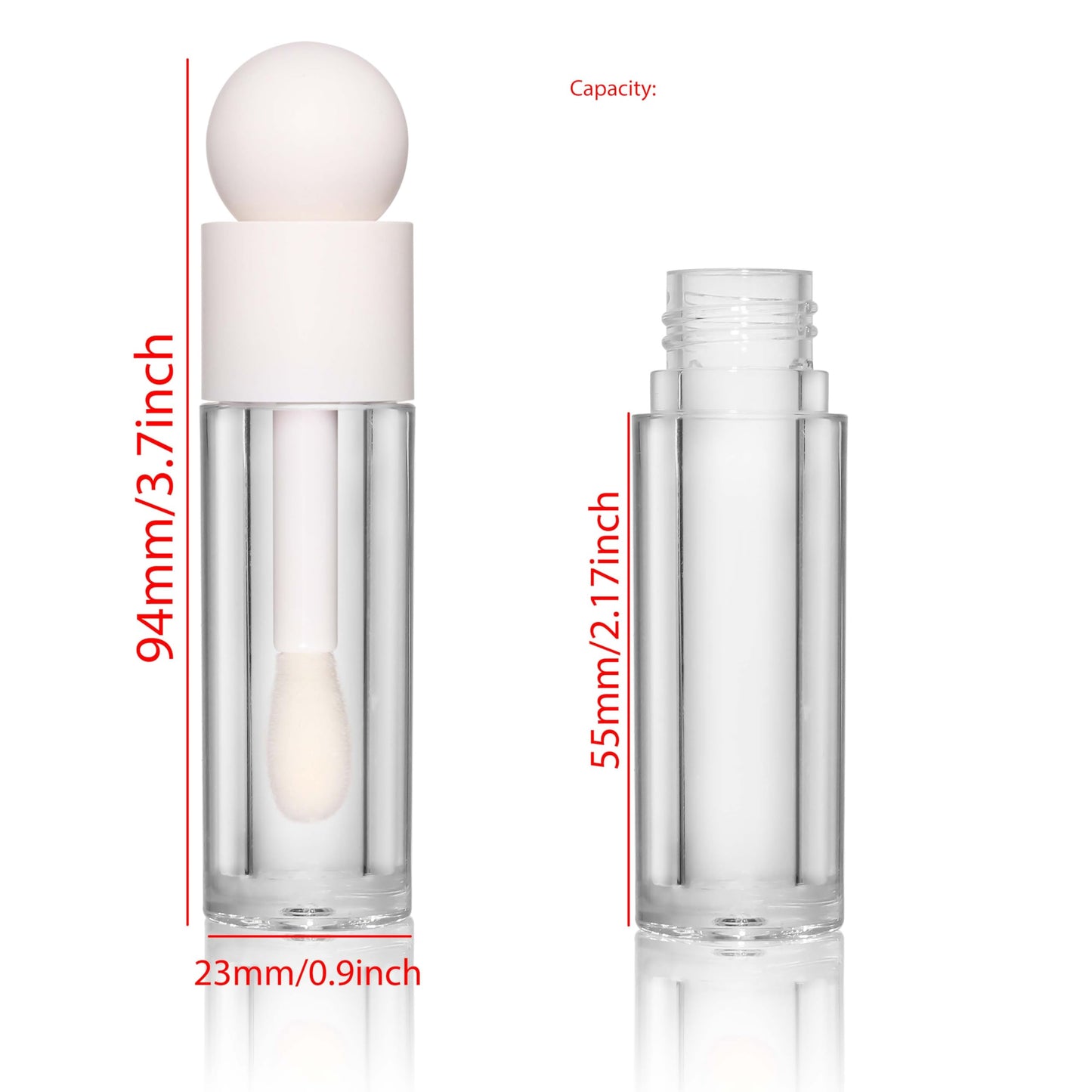 COSIDEA 16pcs Empty 5ml white lip gloss tubes with big wand large 0.17 oz deo foot brush lipgloss tube container for lip oil
