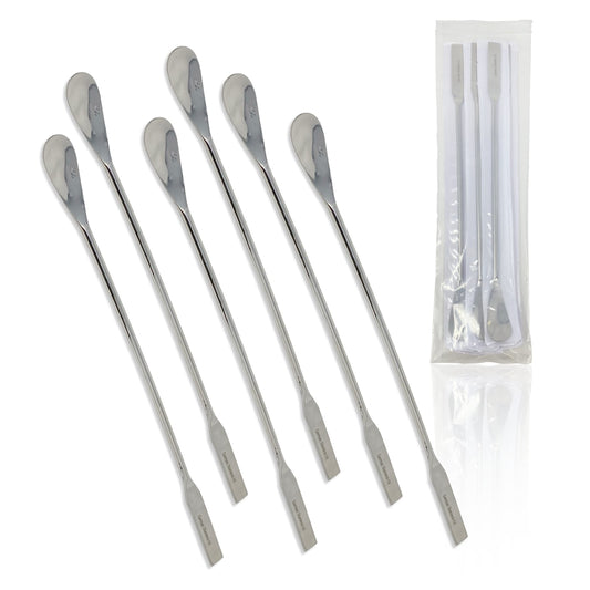 Scientific Labwares Stainless Steel Lab Spatula with Flat Square/Spoon Ends - 9 in. (6PK)