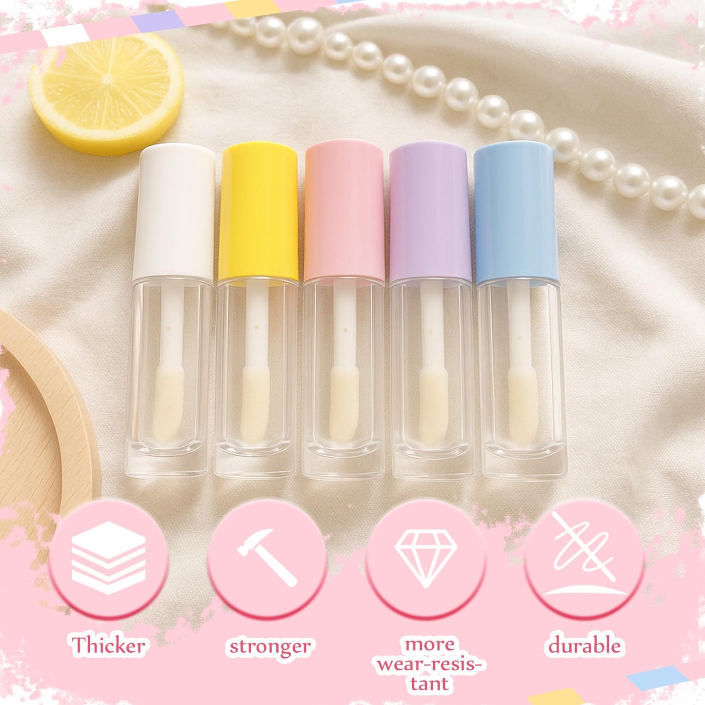 Tatuo 30 Pcs Colorful 6ml Empty Lip Gloss Tubes with Wand Bulk Lip Refillable Gloss Containers Cosmetic Bottles with Rubber Stoppers for Lipstick Eyelash Growth Liquid DIY Makeup Kit