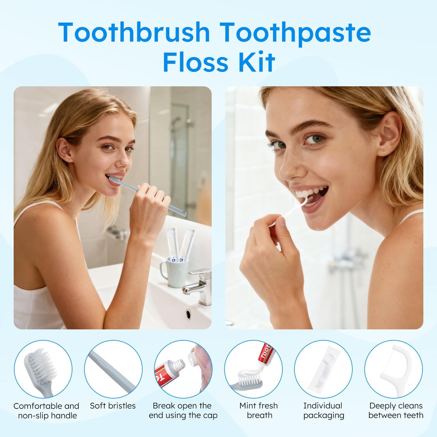 LLHQAMT Hygiene Kits and Bulk Convenience Kits Feature Double-Sealed Individual Packaging. Personal Hygiene Kits are Suitable for Hotels, Camping, Home Use, and Travel (50-Pack)
