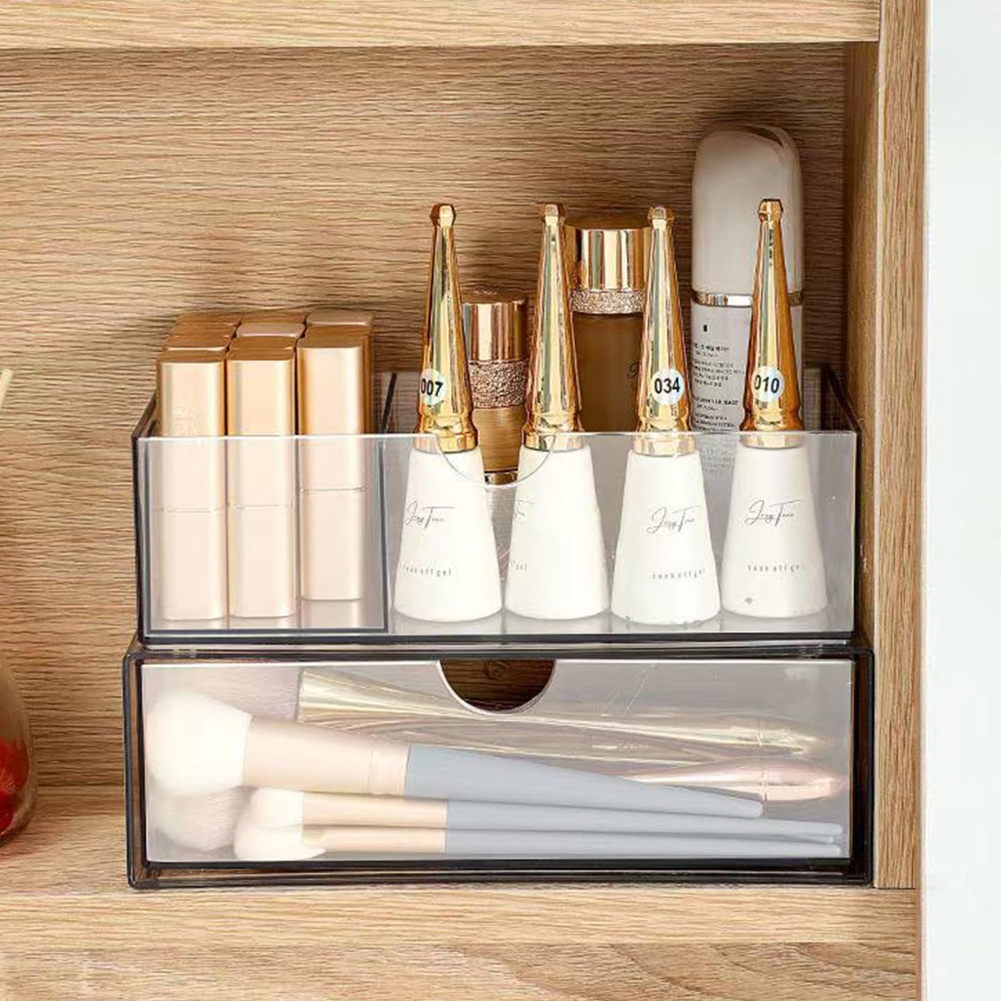 PINGANBUSU Hair Accessories Organizer for Girls, Clear Acrylic Hair Tie Organizer, or Headband, bows，Cute Small Stackable Storage Drawer Container Caddy Box for Bathroom Vanity Countertop 3PCS