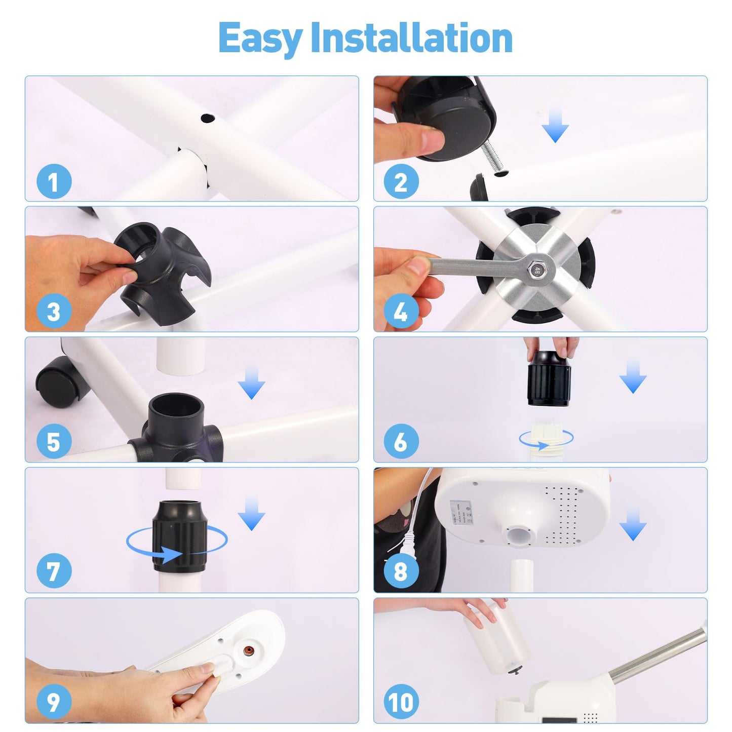 Professional Facial Steamer, Hot Mist Spray, Timer Function for Deep Hydration, Height Adjustable Face Steamer on Wheels and Rotatable Nozzle for Salon Spa Home Use
