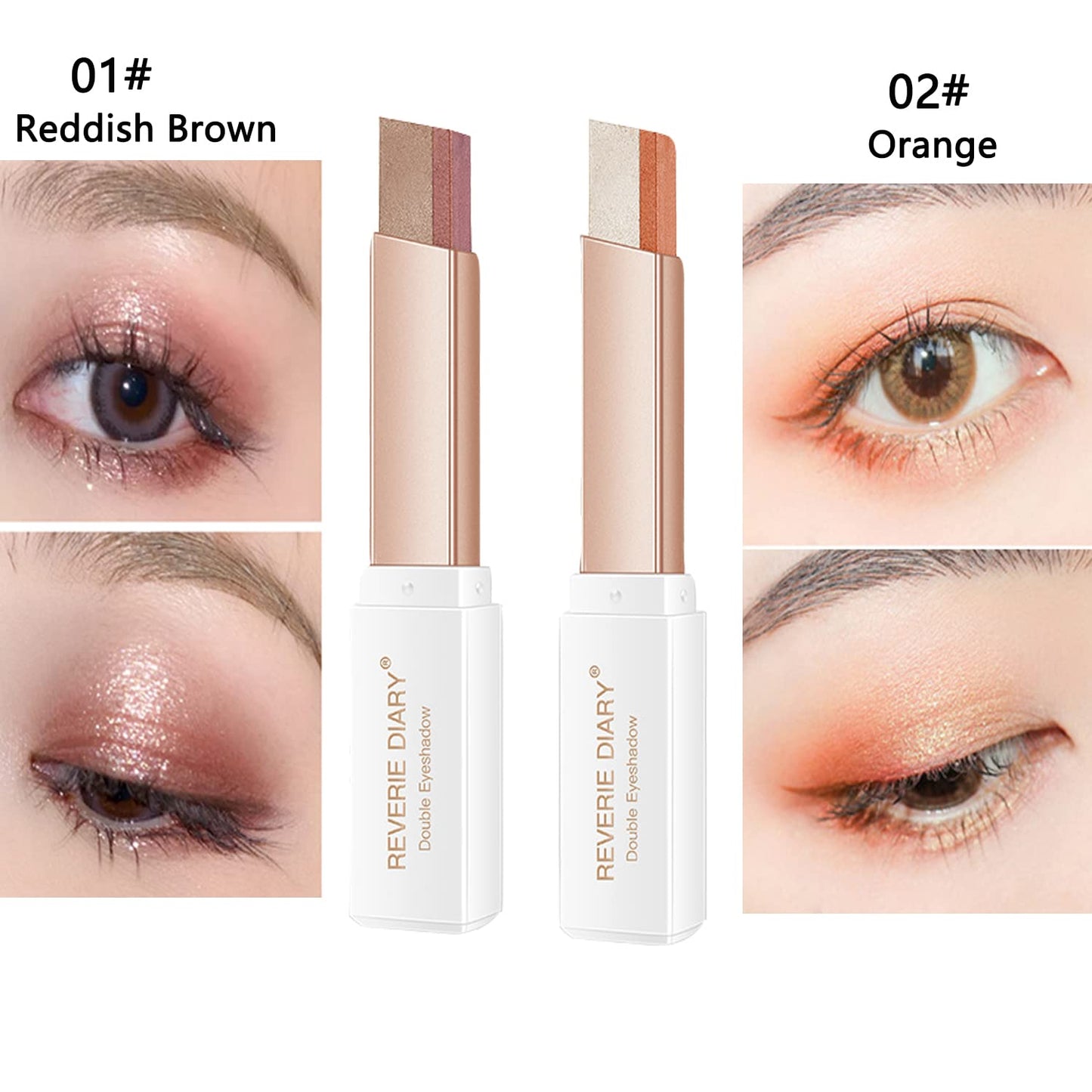 ALNGFUIK 12 Colors Glitter Eyeshadow Stick,Double Colors Shimmer Eye Shadow Stick Gradient Eye Makeup