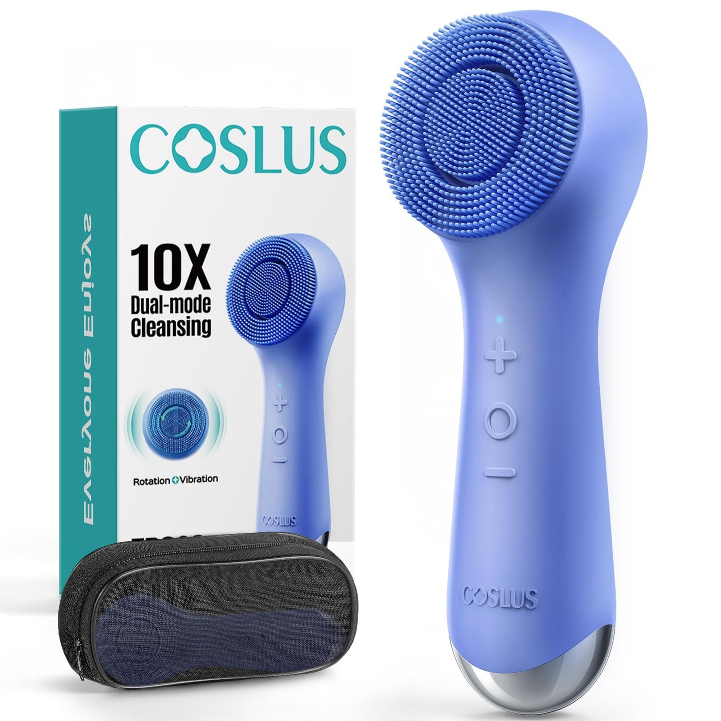 COSLUS FBS03 Face Scrubber Facial Cleansing Brush: 2 in 1 Spin and Vibration Patented, Silicone Electric Exfoliator Scrubber with Automatic Foaming, Waterproof Face Cleanser Brush for Men and Women