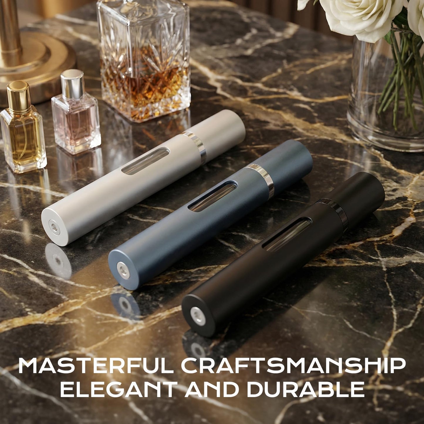 Gloxlite 3PCS 10ml Travel Perfume Atomizers, Refillable Portable Sprayer Bottles with Bottom-Filling for Fragrance, Perfect Travel Essentials for Men & Women.