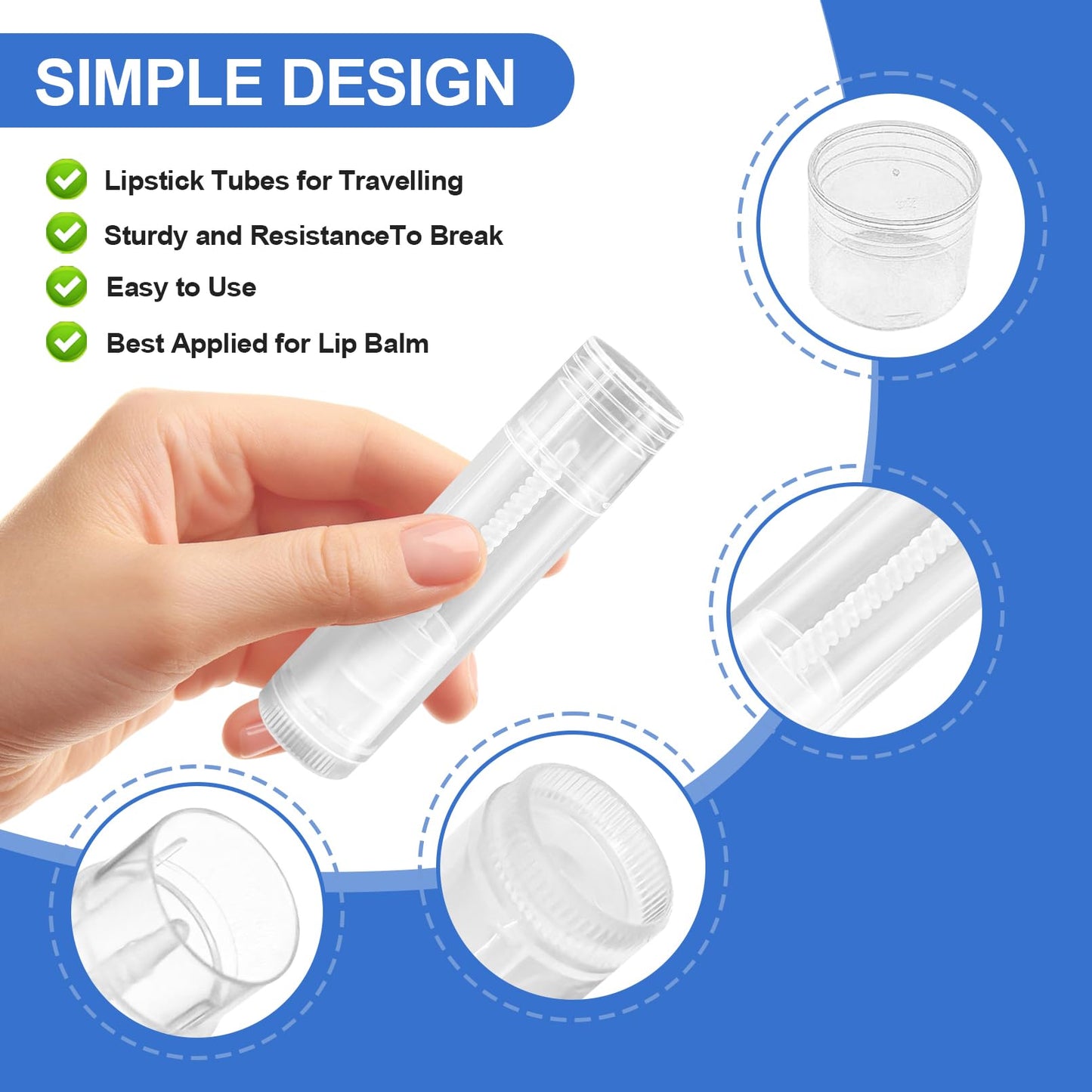 Lip Balm Tubes Kit with Filling Tray and Spatula, 50 Pack 5.5ml Empty lip Containers with Caps, BPA Free Twist-Up Lipstick Tubes for DIY Lip Balm and Cosmetic Making, Clear