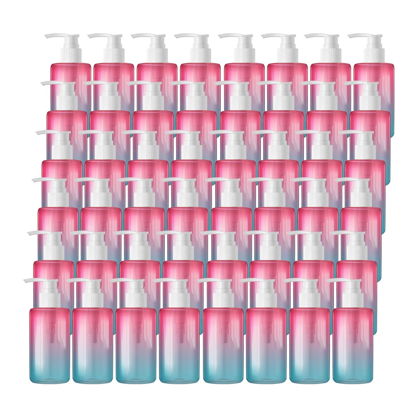 48 Pack 6.8 oz Refillable Pump Bottles - Empty Clear Gradient Color Plastic Dispensers for Lotion, Shampoo, Soap & Cream
