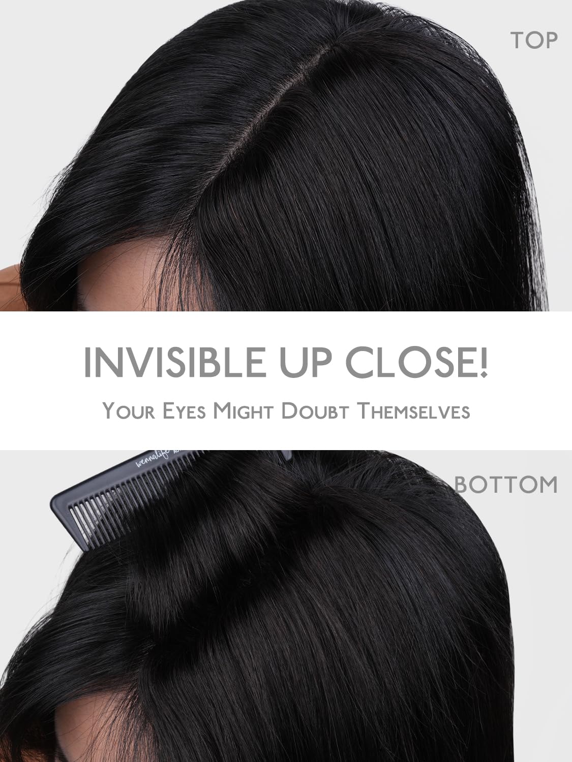 WENNALIFE Scalp Hair Fill-ins Clip in Hair Extensions Real Human Hair 14 inch 2pcs 10g Jet Black Hair Extensions Clip Ins Invisible Scalp & Part Line Coverage Remy Hair Extensiones De Cabello Humano