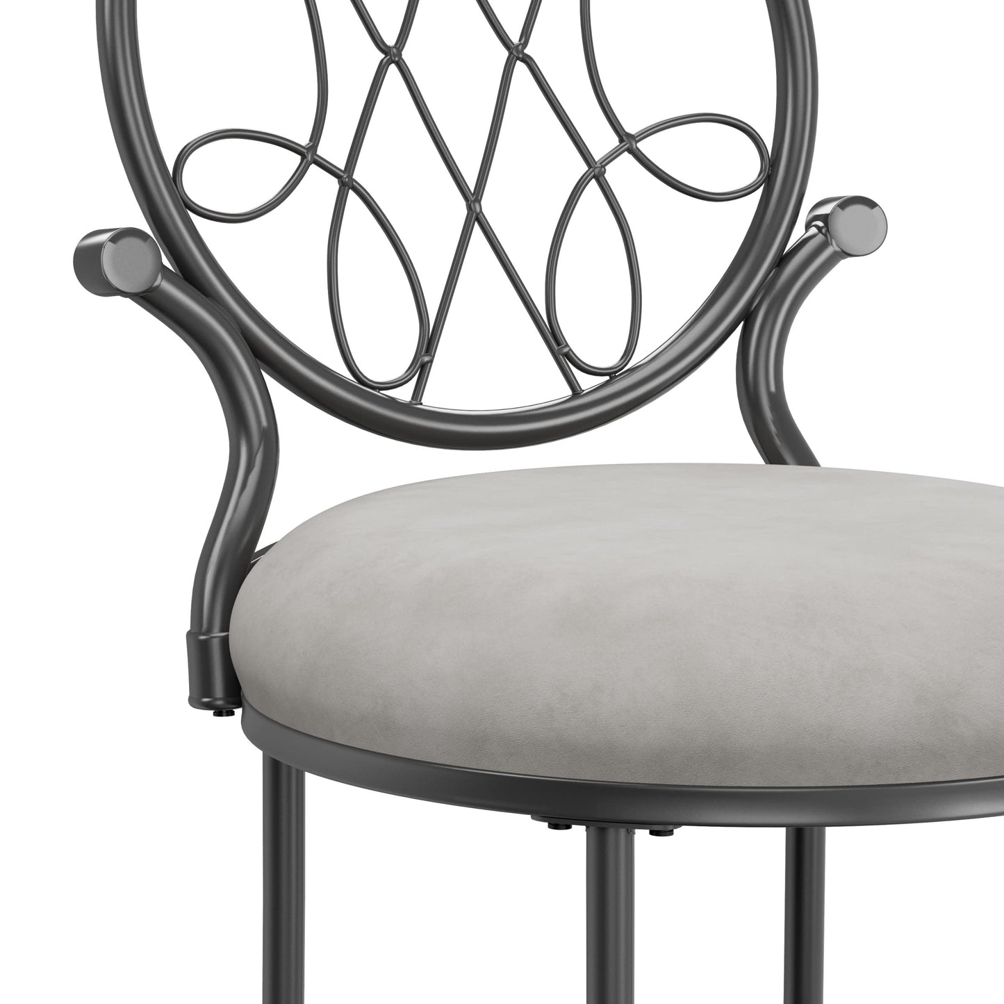 Hillsdale O'Malley Vanity Stool with Spiral Pattern Design, Metallic Gray Fabric