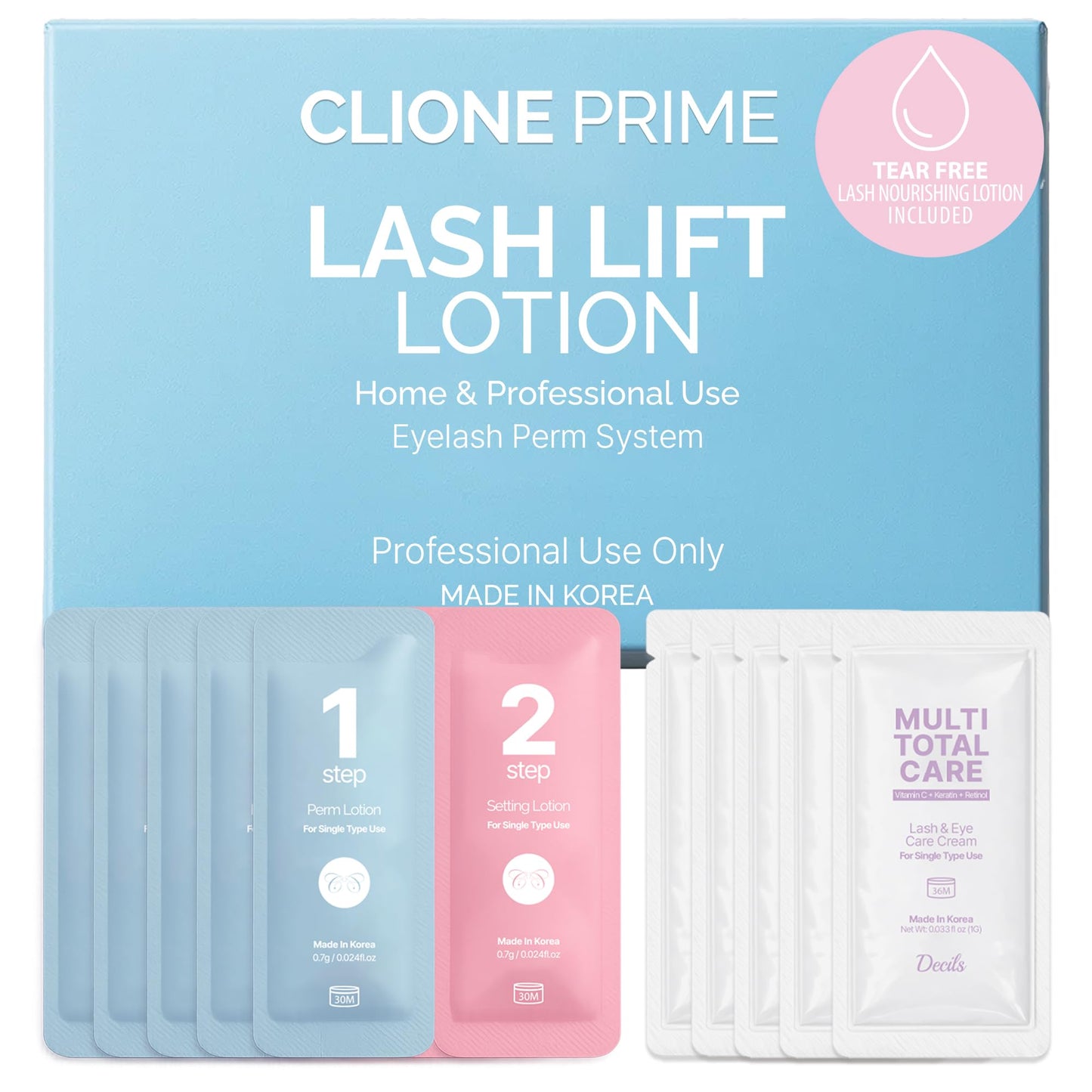 CLIONE PRIME Korean Lash Lift Lotion - Eyebrow Lamination Eyelash Perm Home & Professional Use Eyelash Lift Lash Perm Brow Lamination